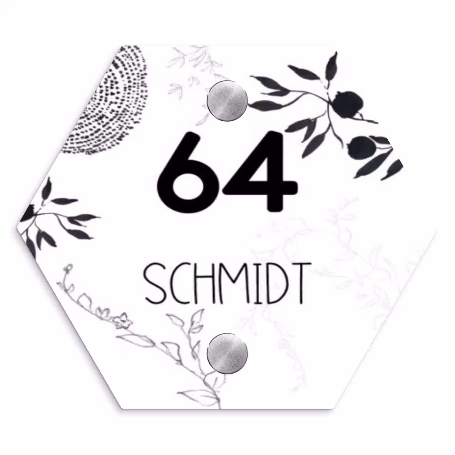 Botanisch - Modern Naambord Hexagon klein -3d