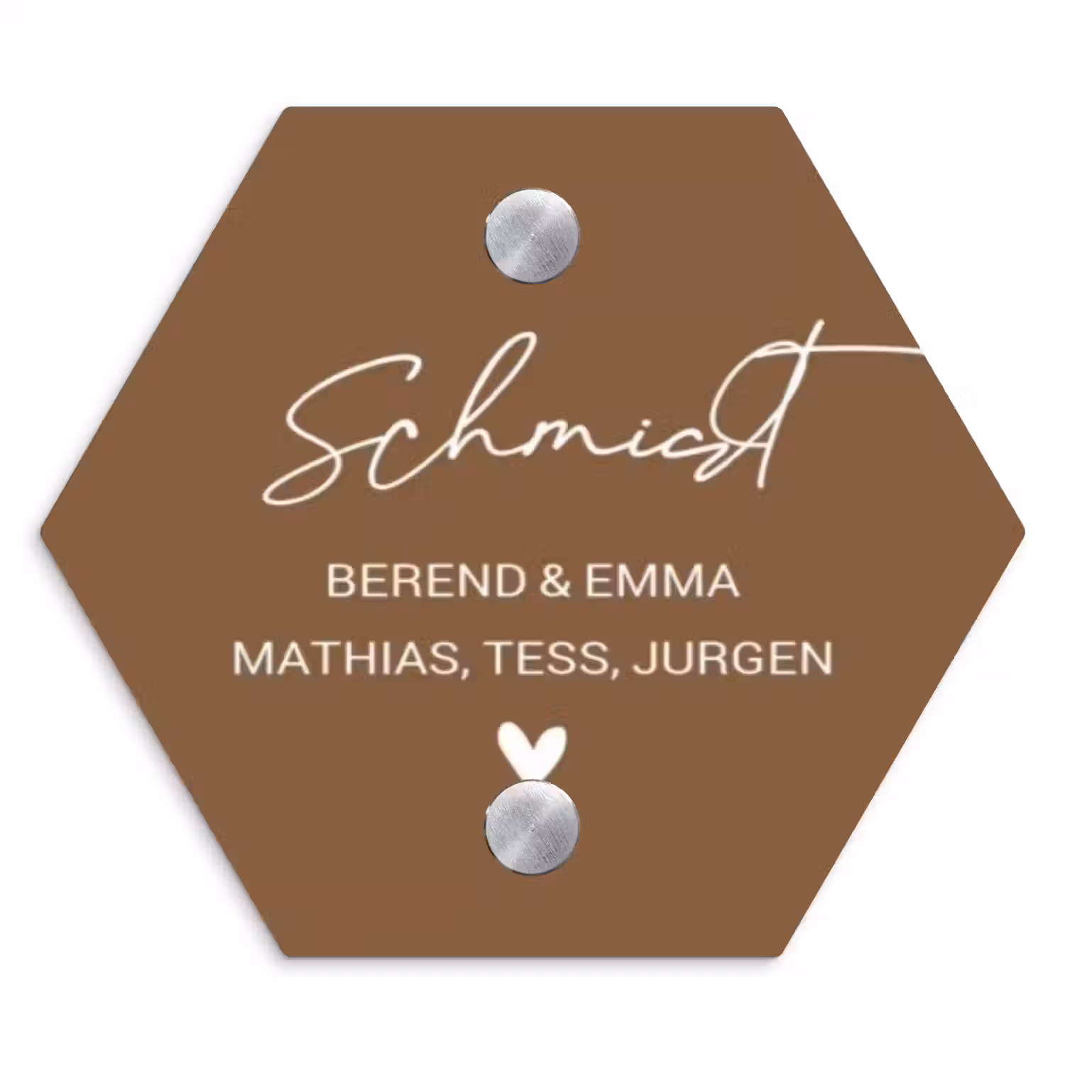Bruin - Sierlijk Naambord Hexagon klein -3d