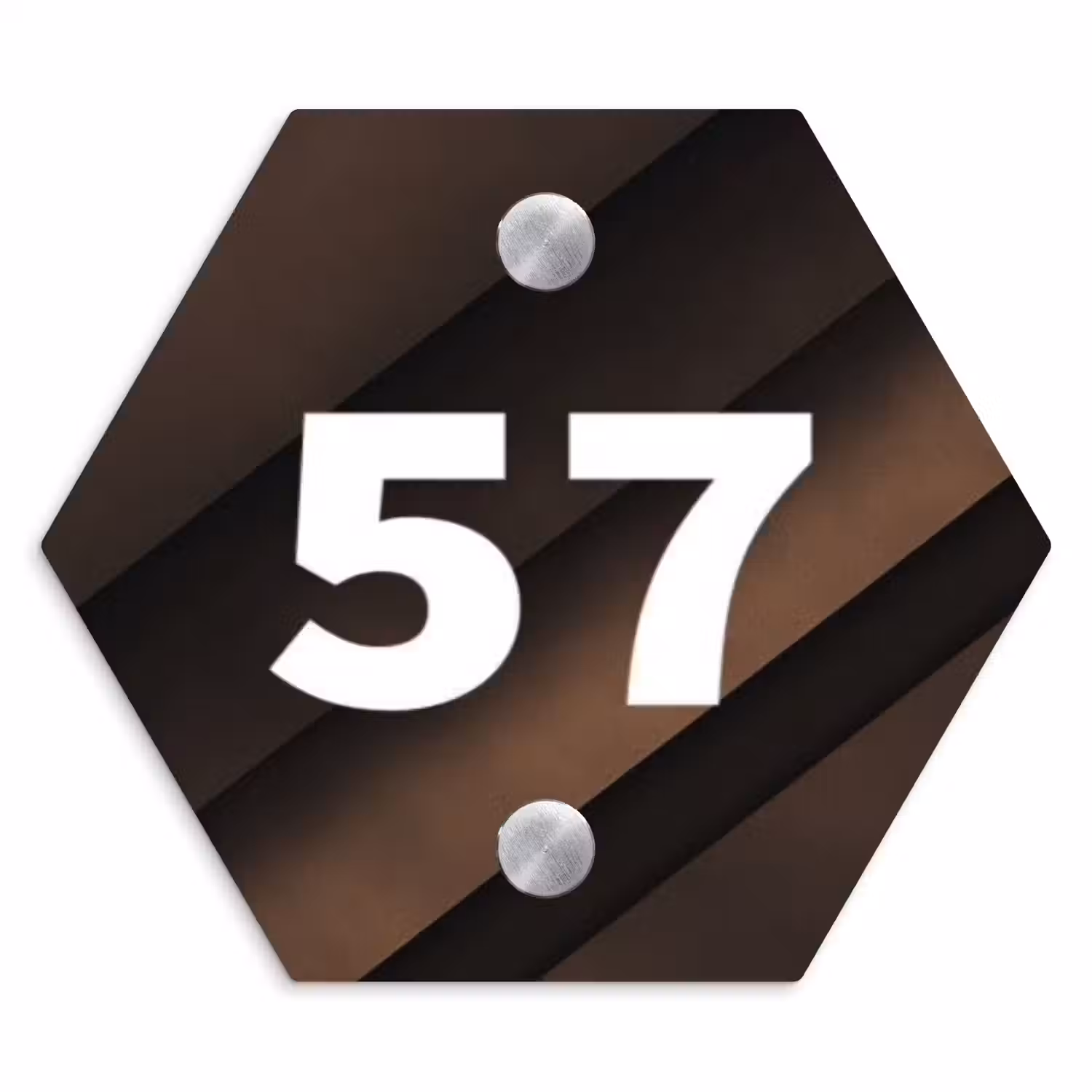 Bruine diagonale banen - Traditioneel Naambord Hexagon klein -3d