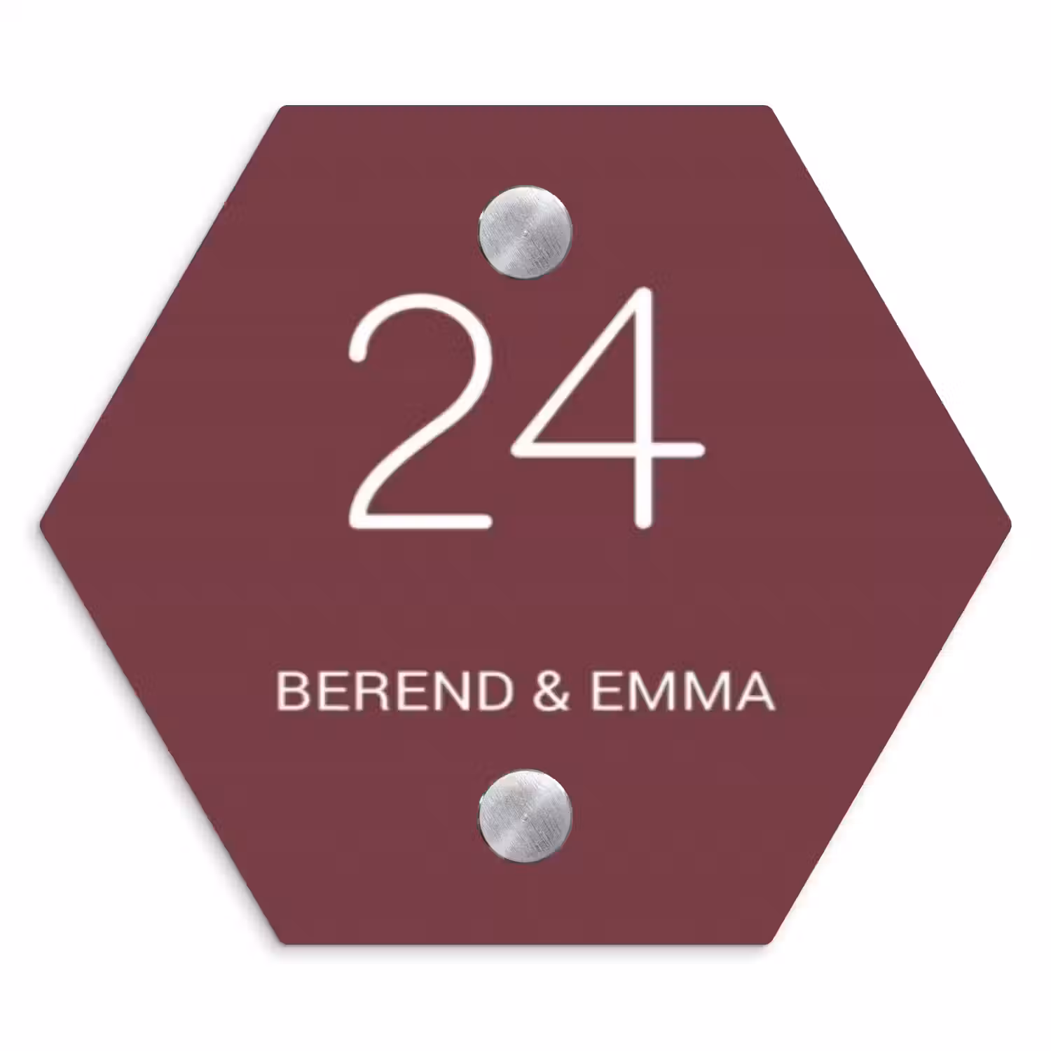 Bordeauxrood - Klassiek Naambord Hexagon klein -3d