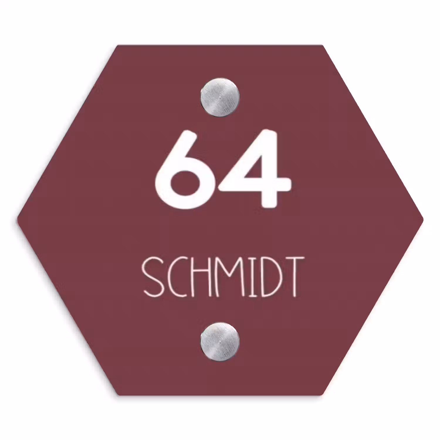 Bordeauxrood - Modern Naambord Hexagon klein -3d