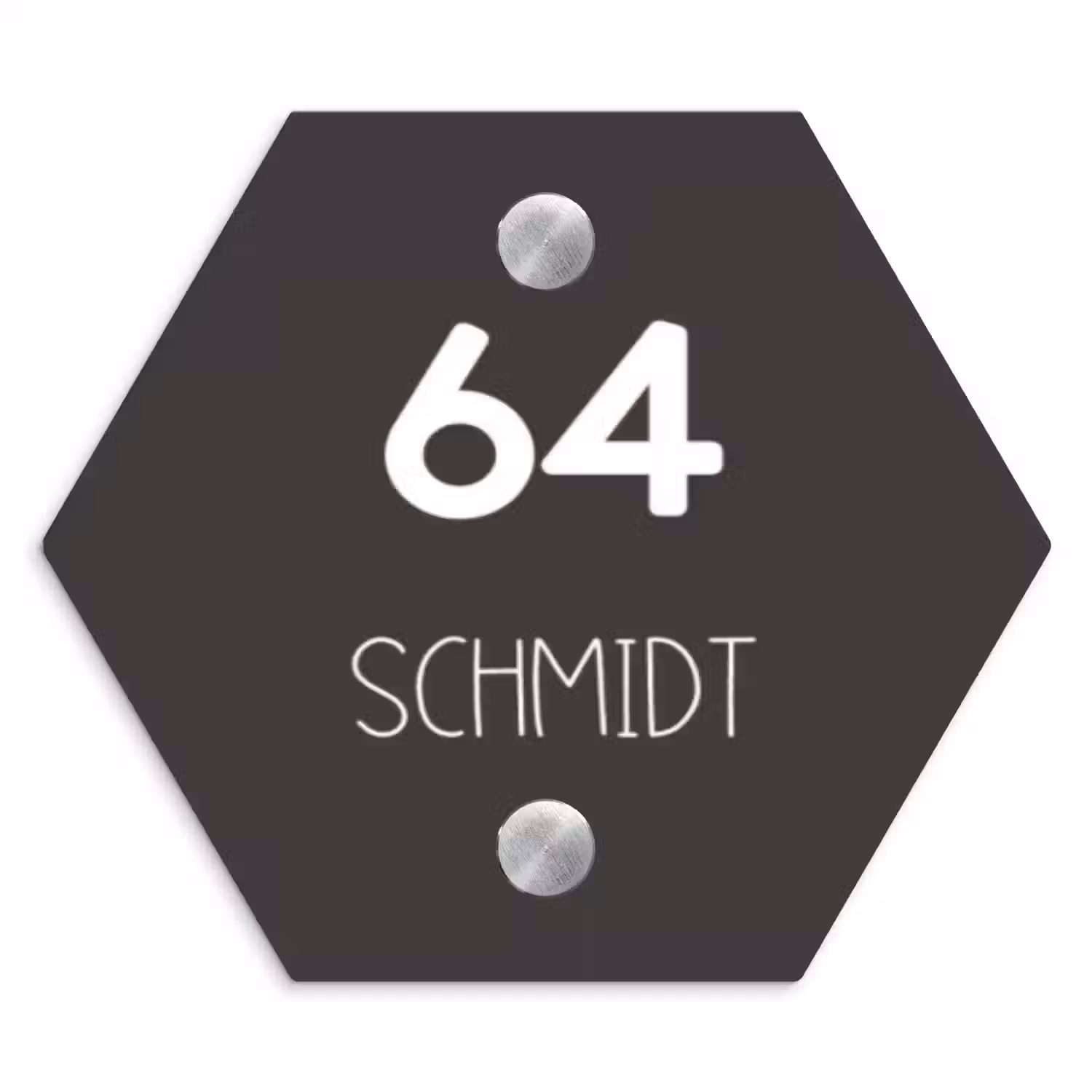 Donkergrijs - Modern Naambord Hexagon klein -3d