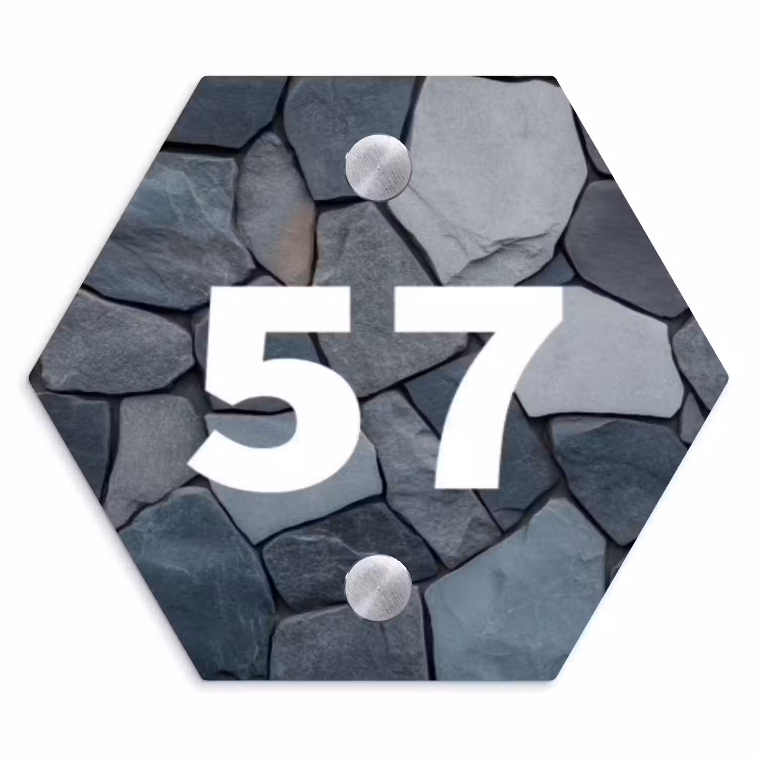 Donkergrijze stenen - Traditioneel Naambord Hexagon klein -3d