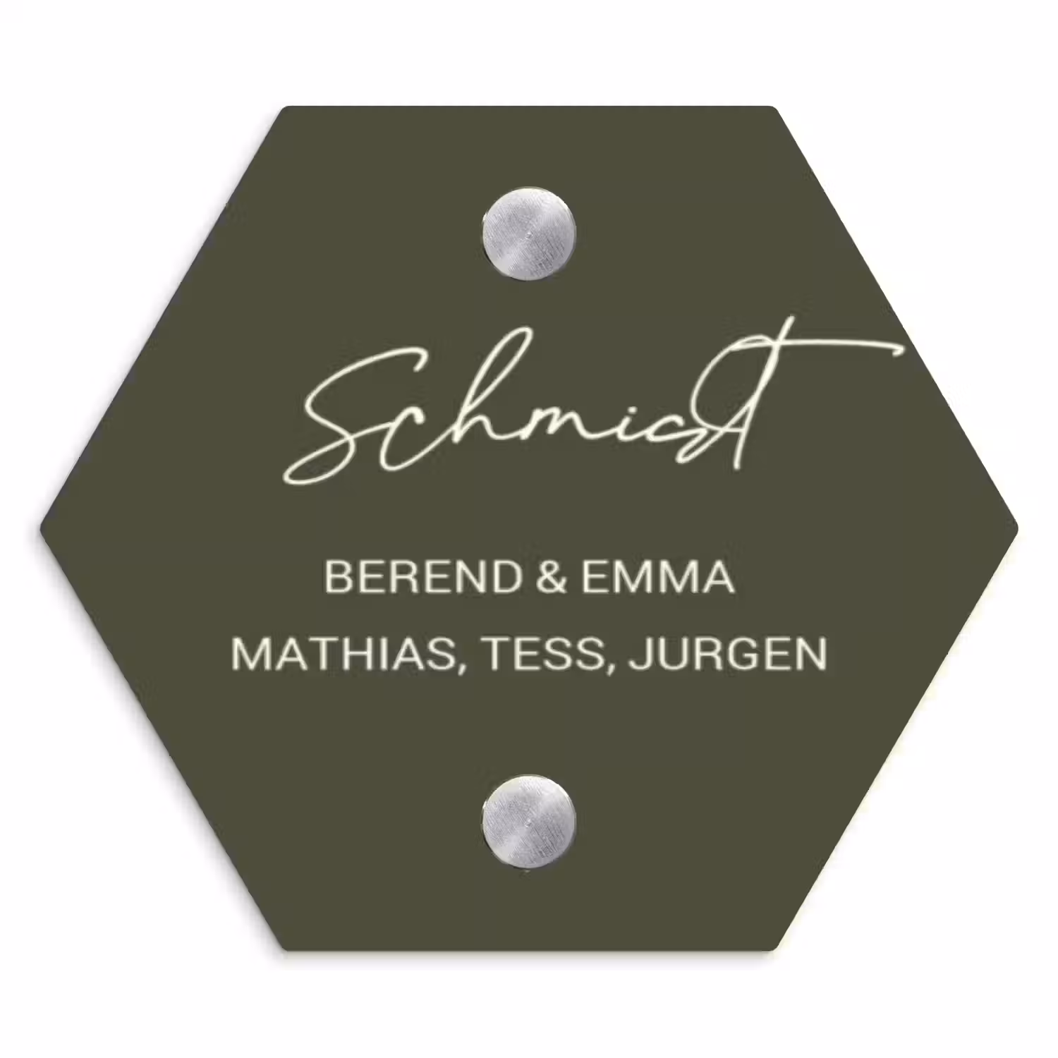Donkergroen - Sierlijk Naambord Hexagon klein -3d