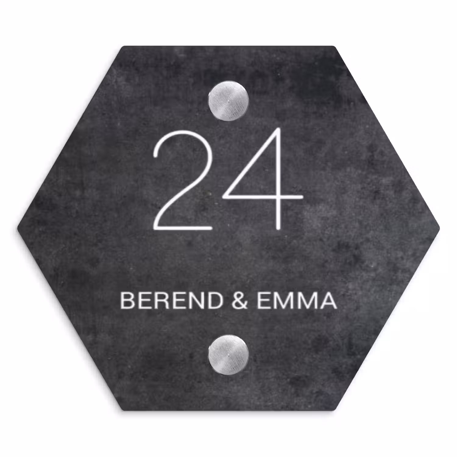 Donker steen - Klassiek Naambord Hexagon klein -3d