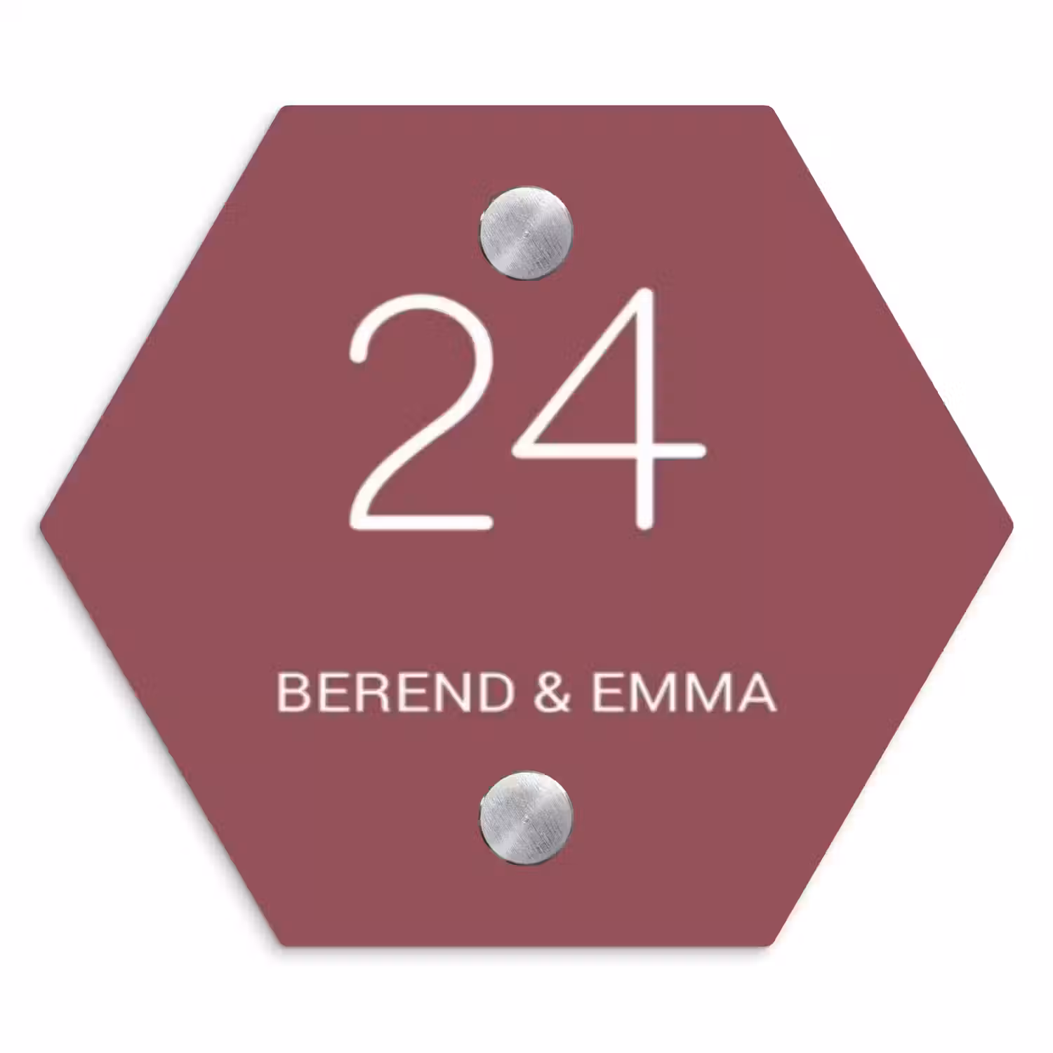 Donker oudroze - Klassiek Naambord Hexagon klein -3d