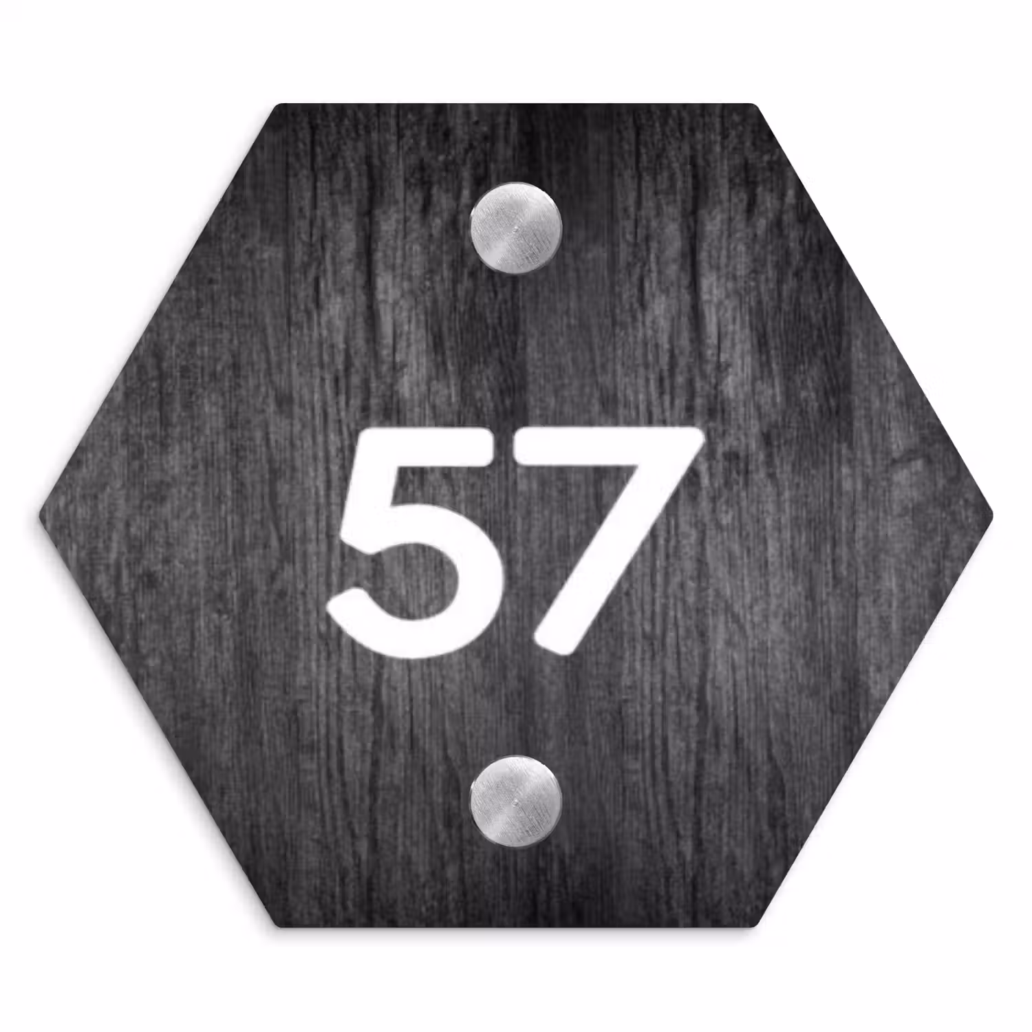 Donker hout - Traditioneel Naambord Hexagon klein -3d