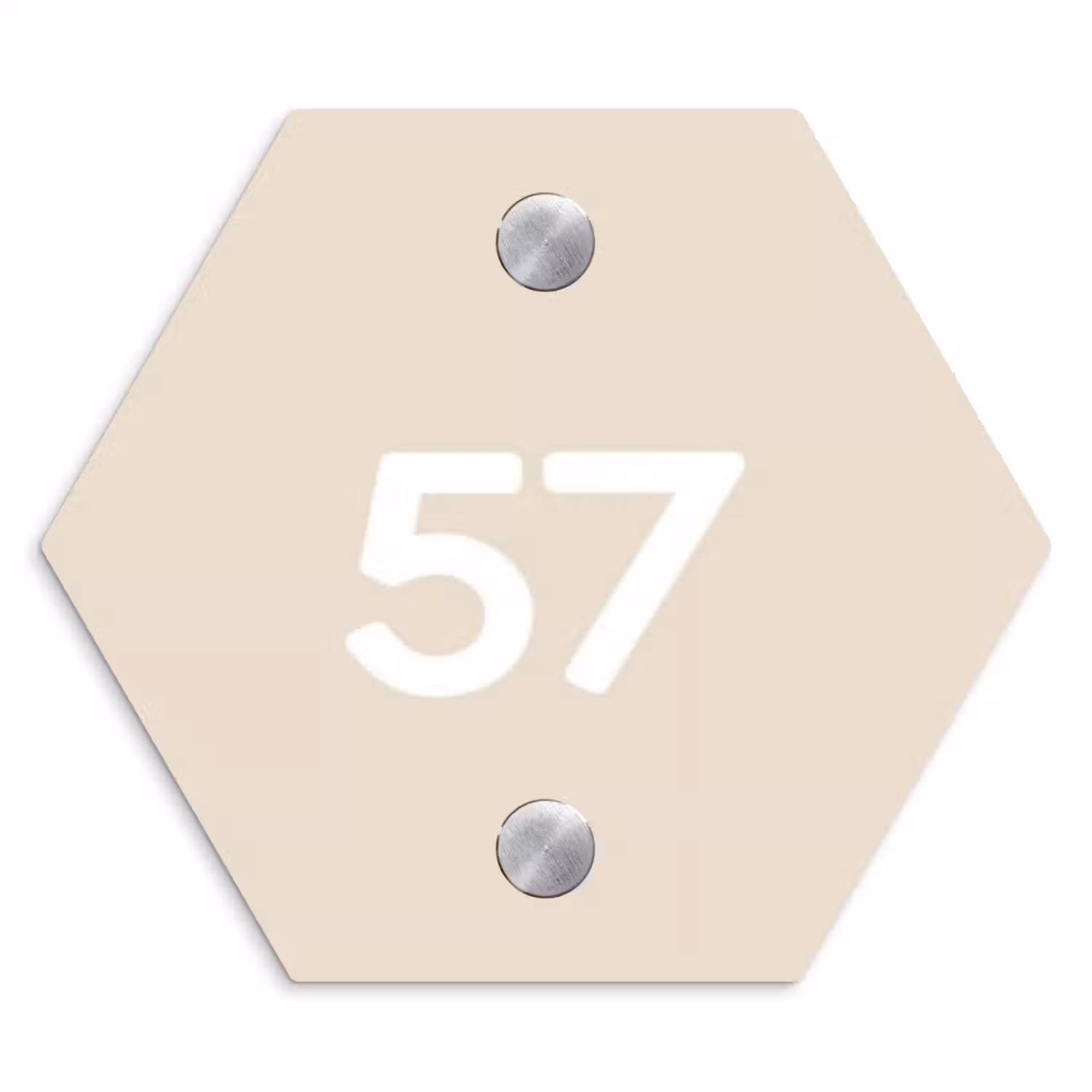Effen - Beige - Traditioneel Naambord Hexagon klein -3d
