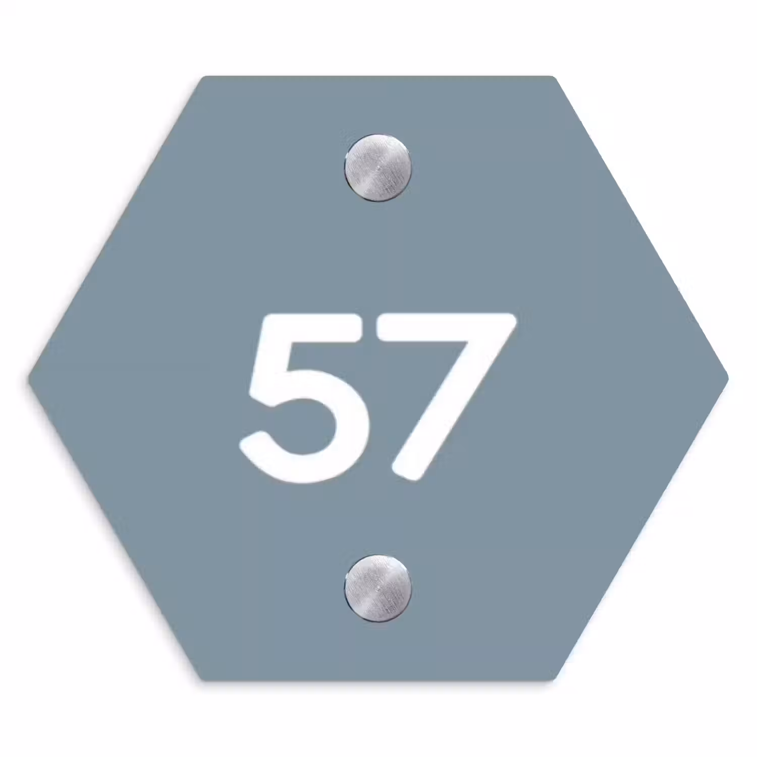 Effen blauwgrijs - Traditioneel Naambord Hexagon klein -3d
