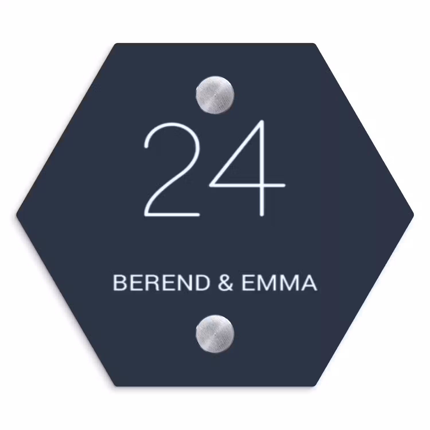 Effen blauw - Klassiek Naambord Hexagon klein -3d