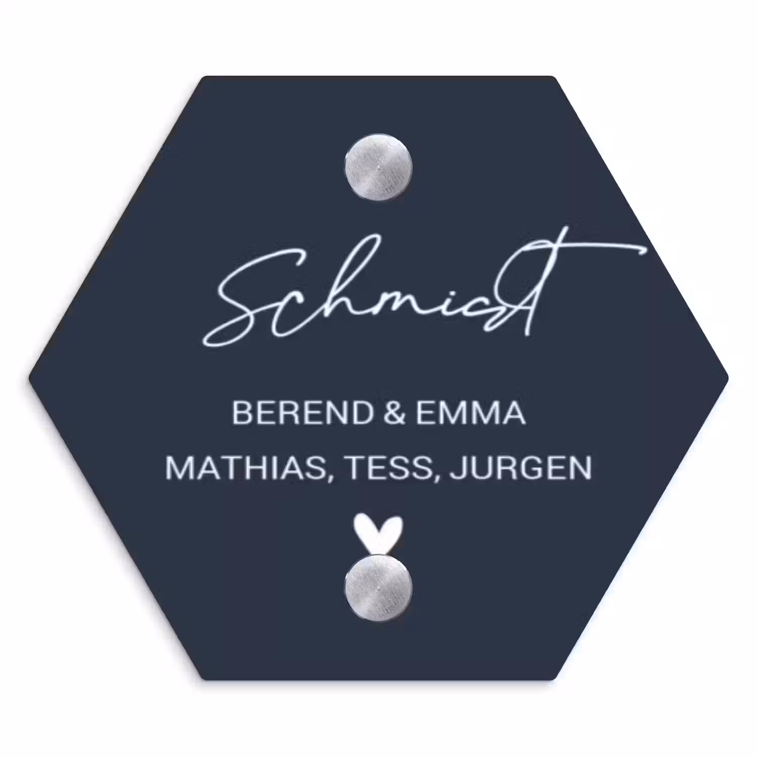 Effen blauw - Sierlijk Naambord Hexagon klein -3d