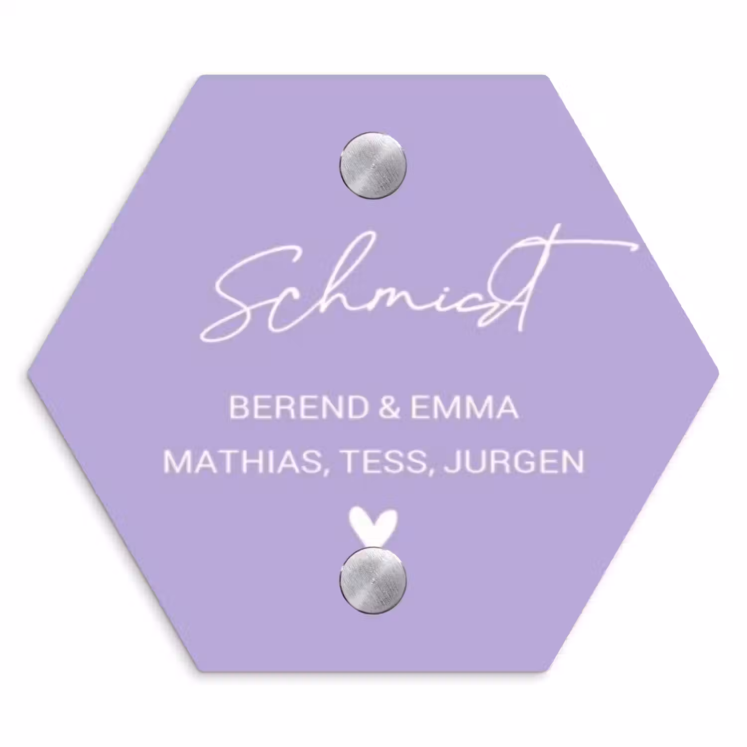 Effen - Lila - Sierlijk Naambord Hexagon klein -3d