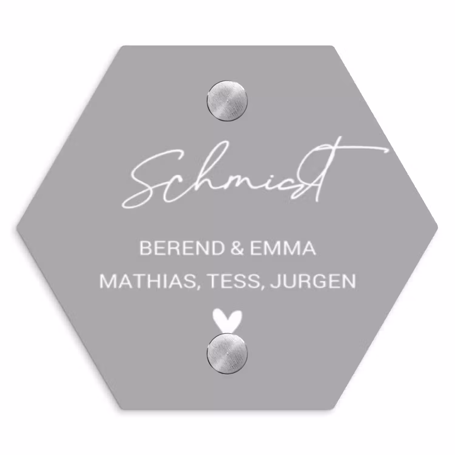 Effen lichtgrijs - Sierlijk Naambord Hexagon klein -3d