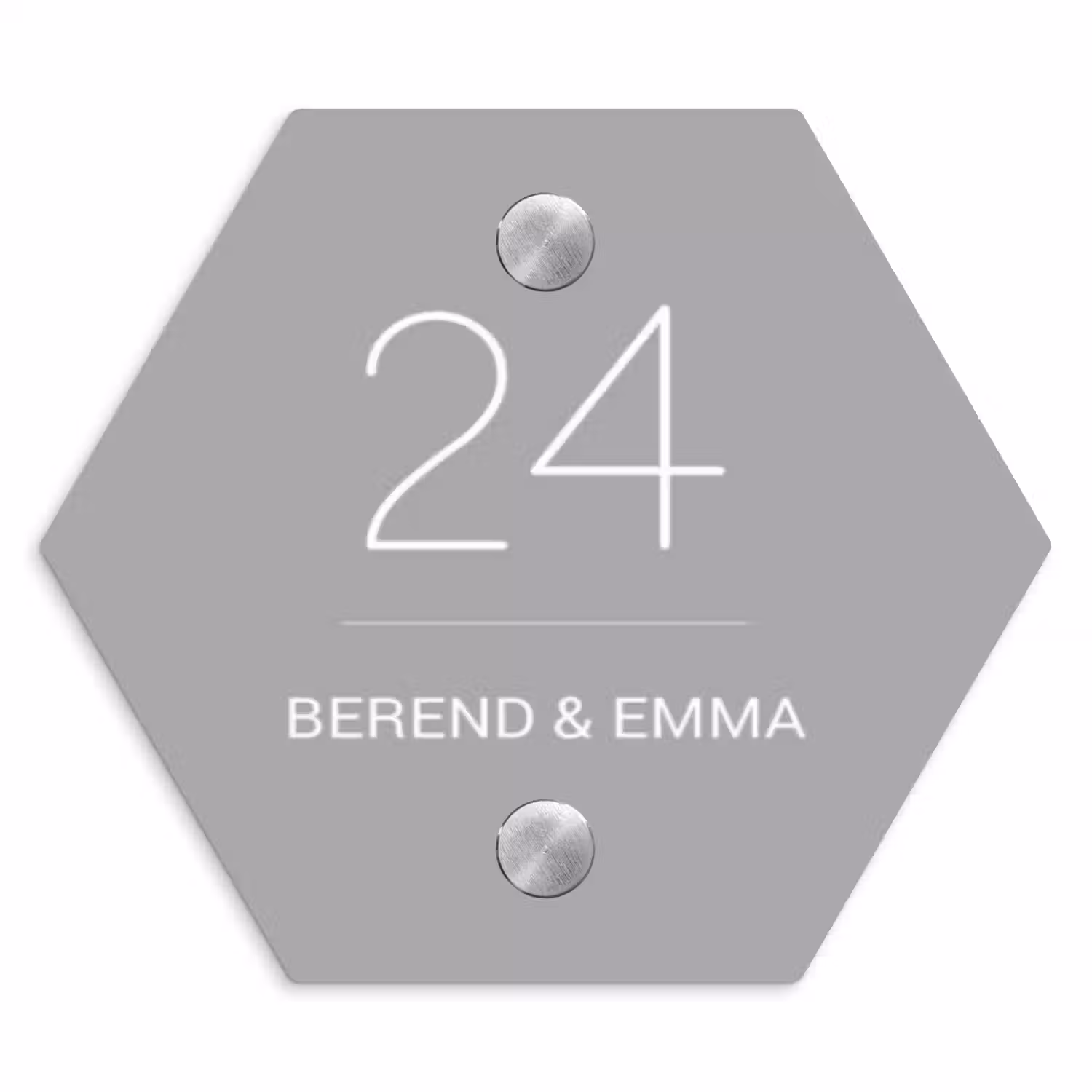 Effen lichtgrijs - Klassiek Naambord Hexagon klein -3d