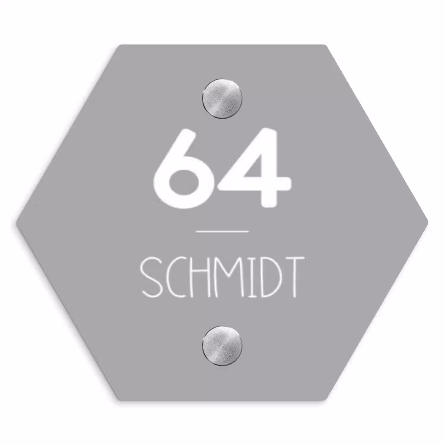 Effen lichtgrijs - Modern Naambord Hexagon klein -3d