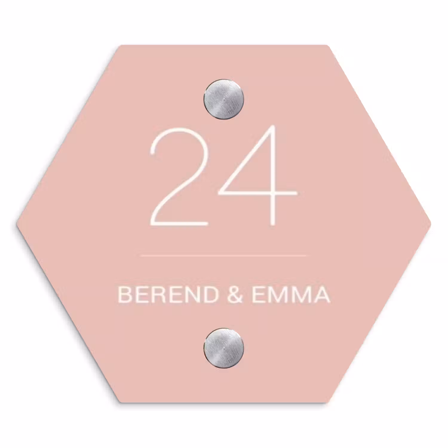 Effen roze - Klassiek Naambord Hexagon klein -3d