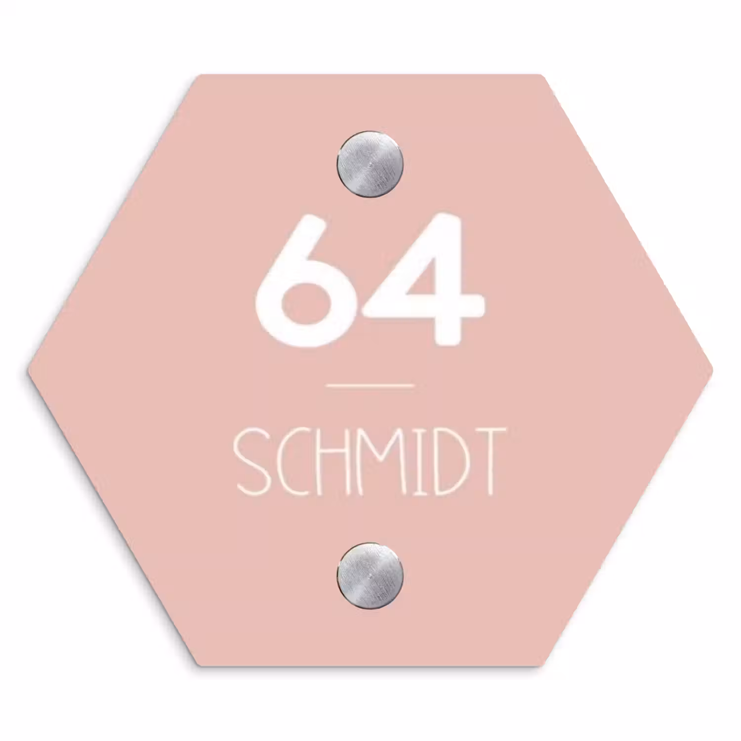 Effen roze - Modern Naambord Hexagon klein -3d