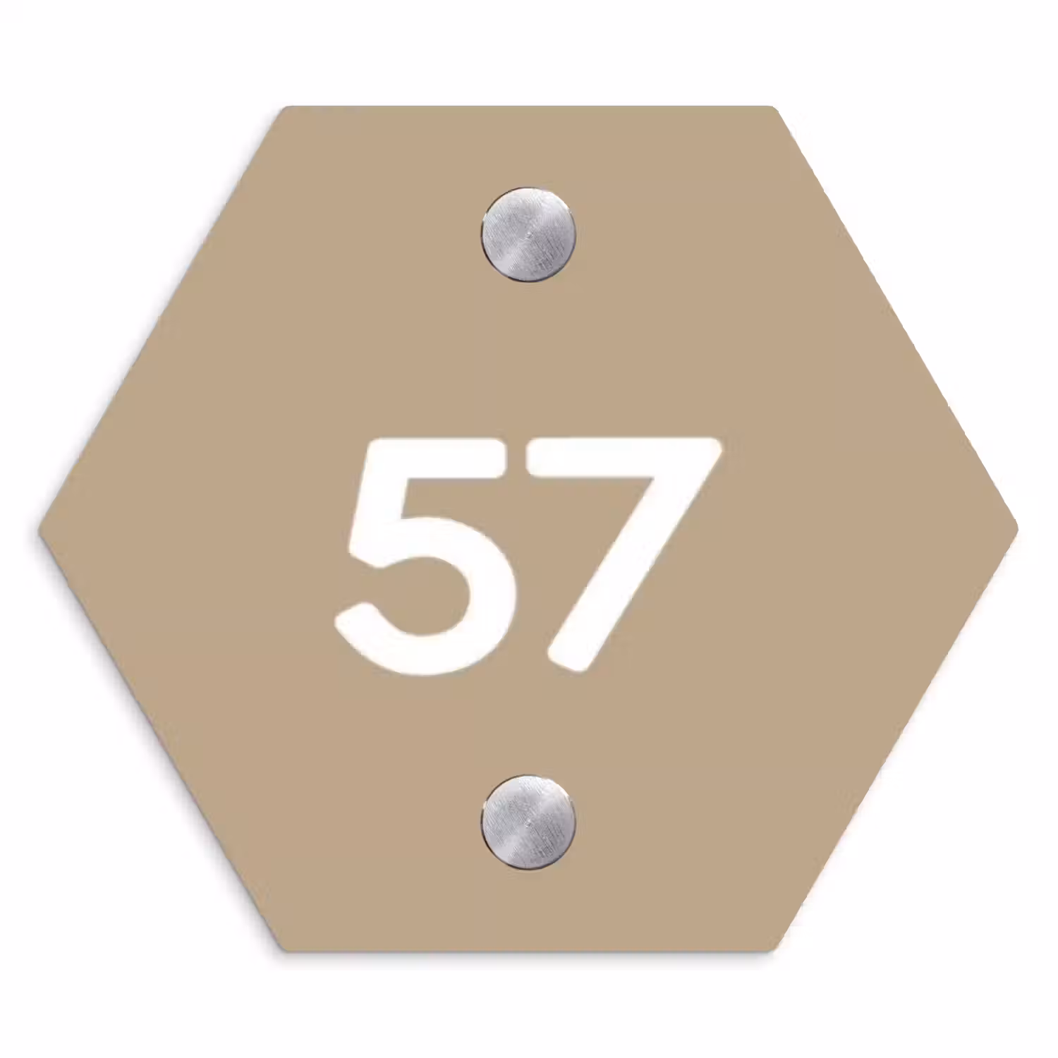 Zandkleur - Traditioneel Naambord Hexagon klein -3d
