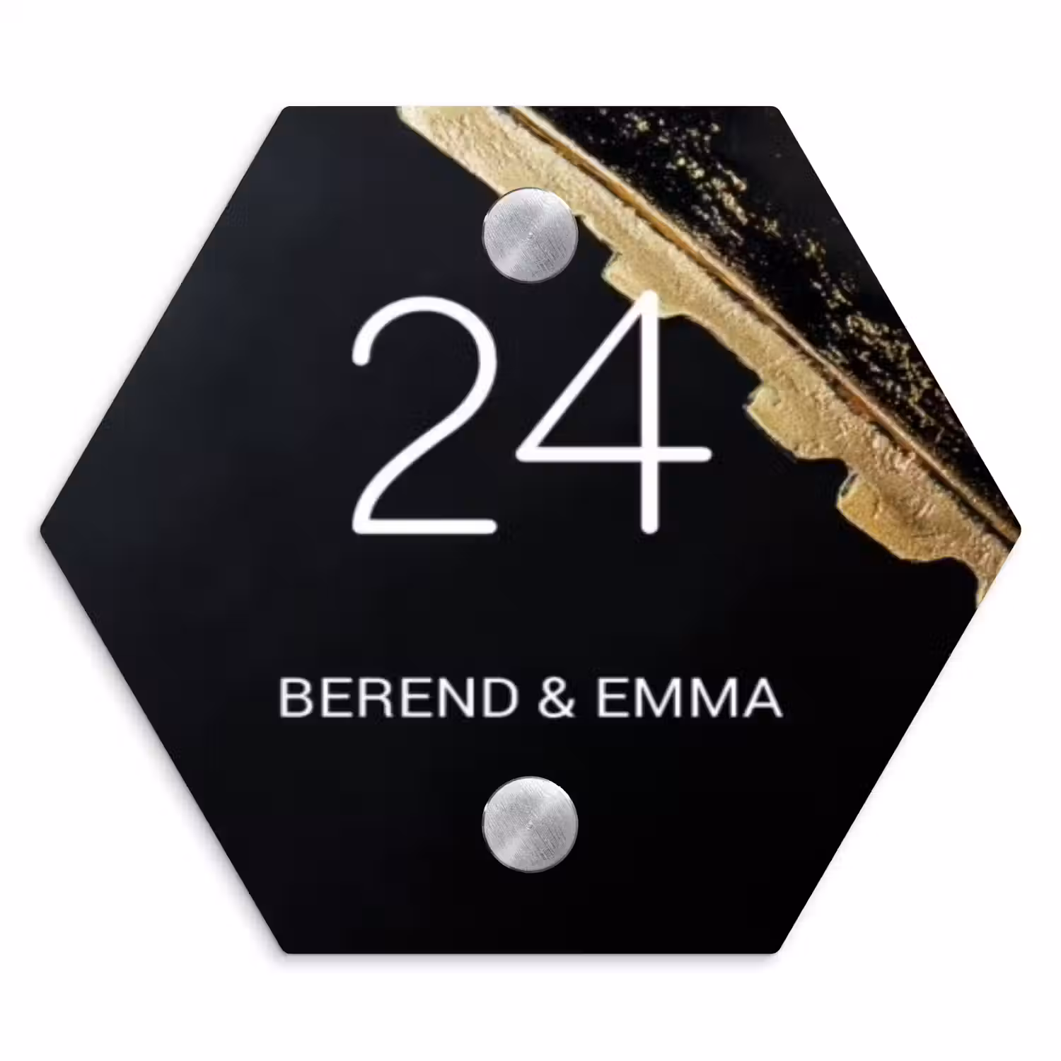 Gouden hoek - Klassiek Naambord Hexagon klein -3d