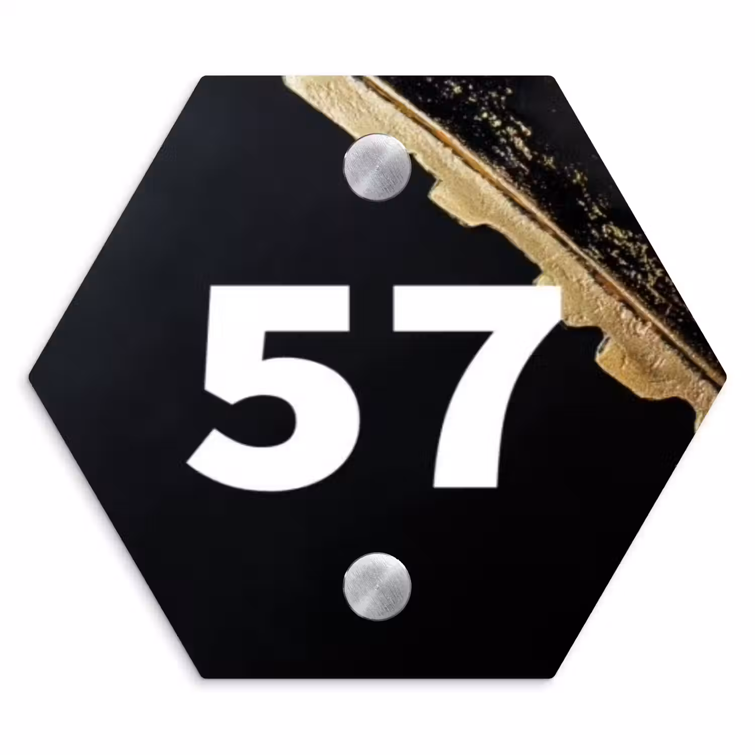 Gouden hoek - Traditioneel Naambord Hexagon klein -3d