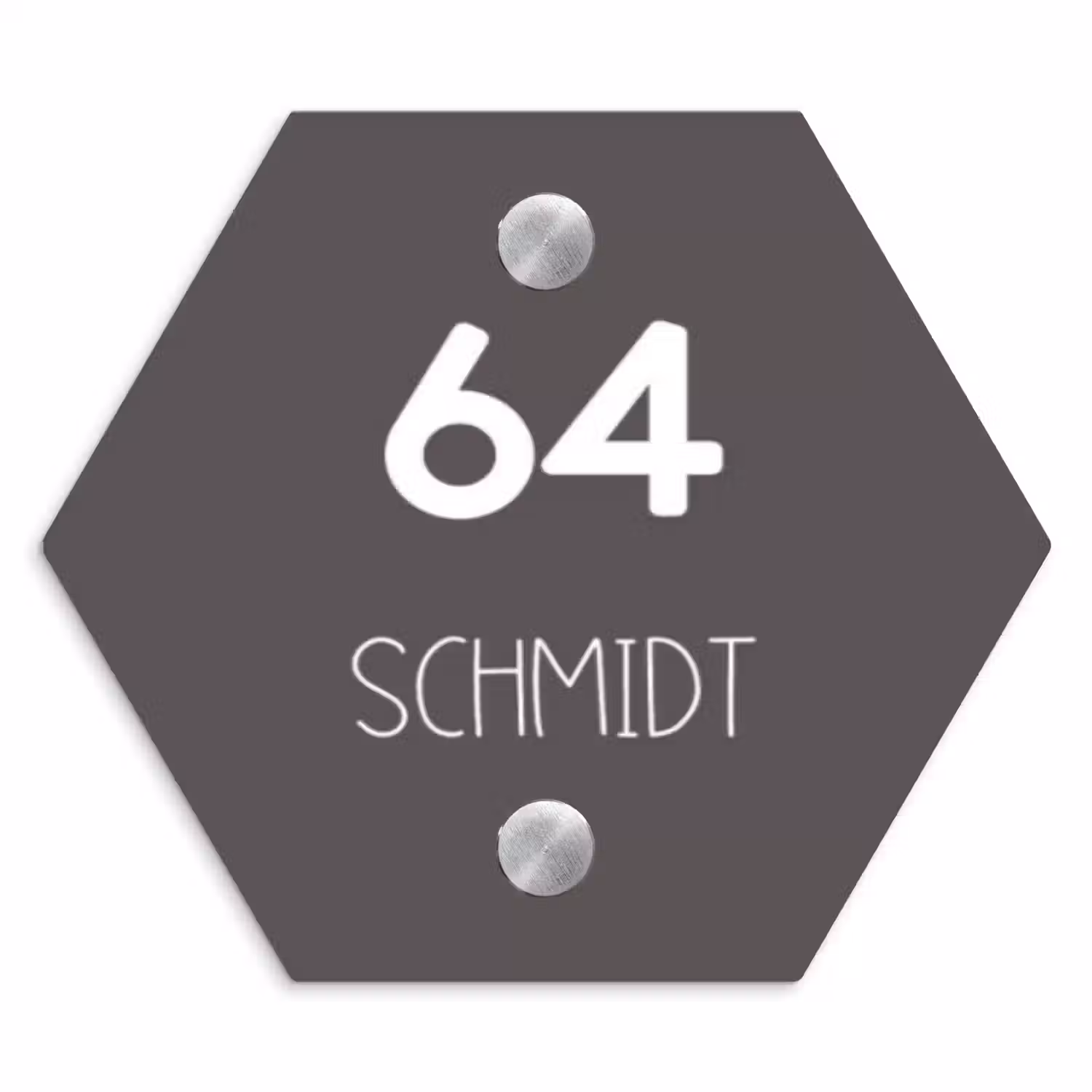 Grijs - Modern Naambord Hexagon klein -3d
