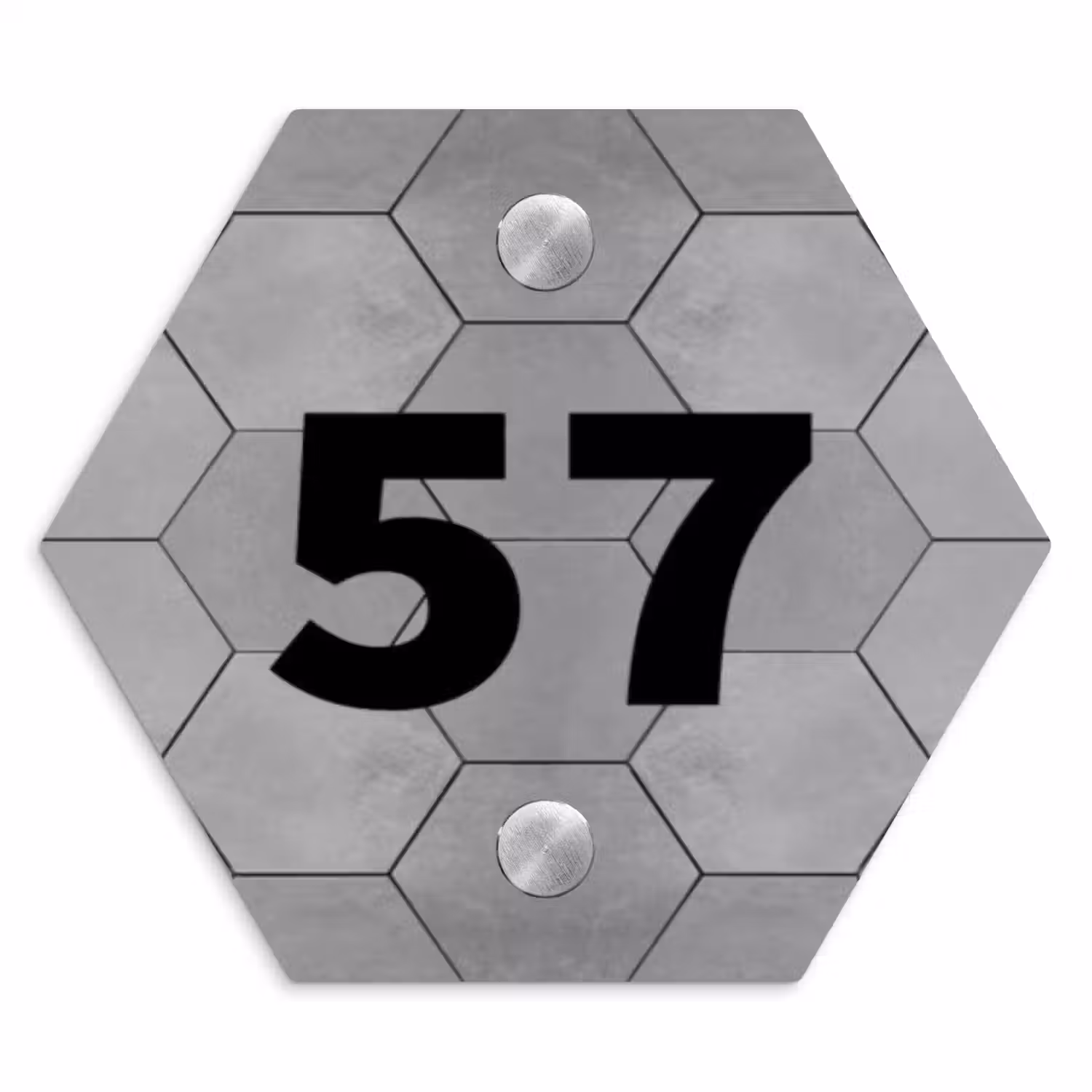 Grijze tegels - Traditioneel Naambord Hexagon klein -3d