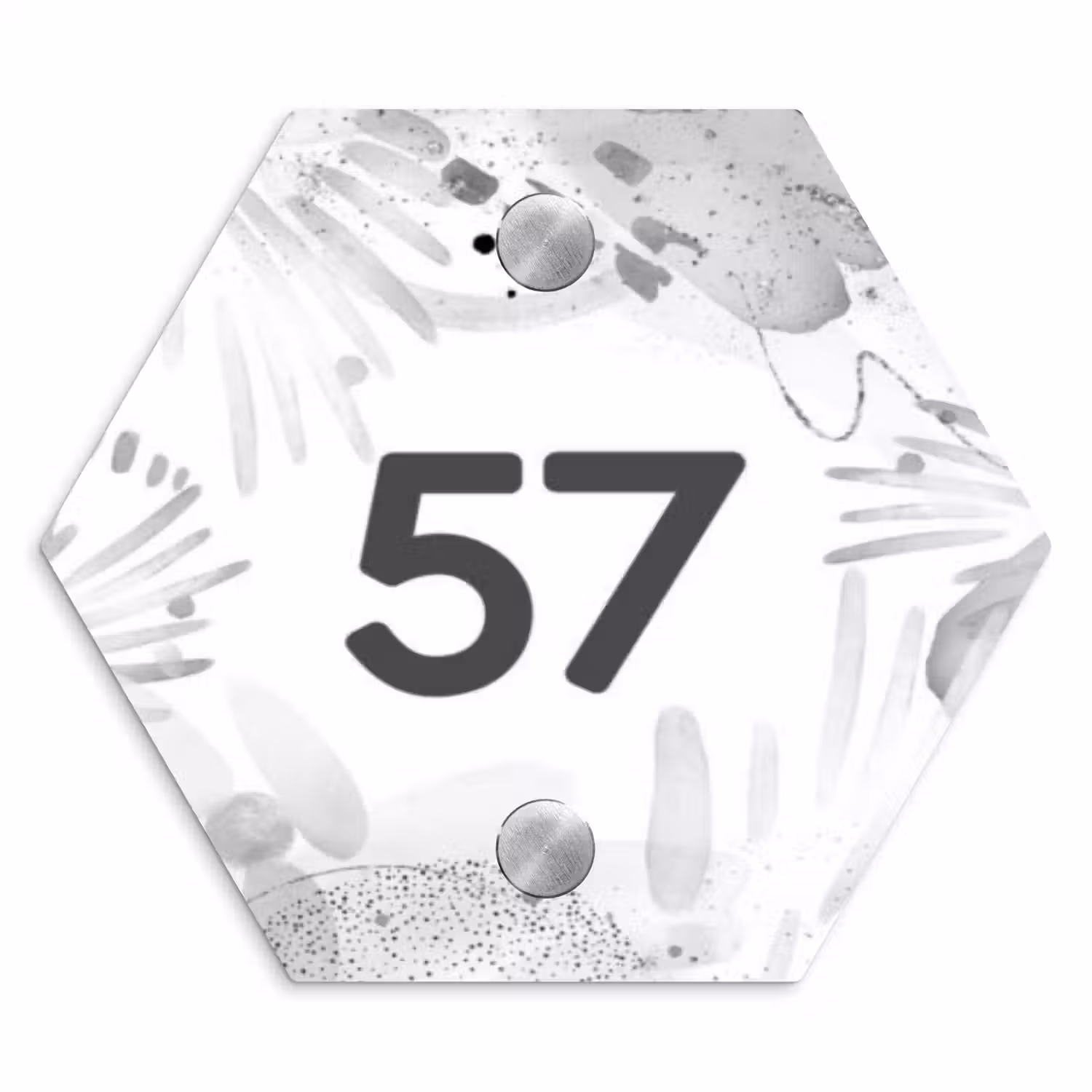 Grijze patronen - Traditioneel Naambord Hexagon klein -3d