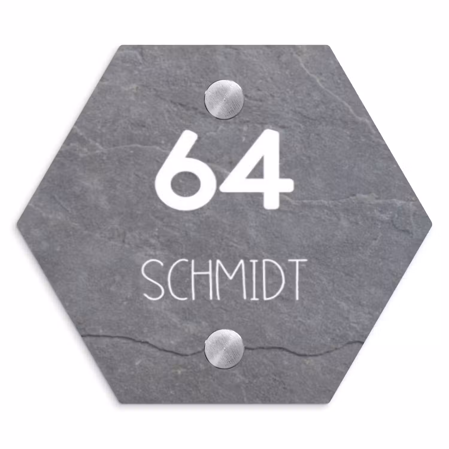 Grijze natuursteen - Modern Naambord Hexagon klein -3d