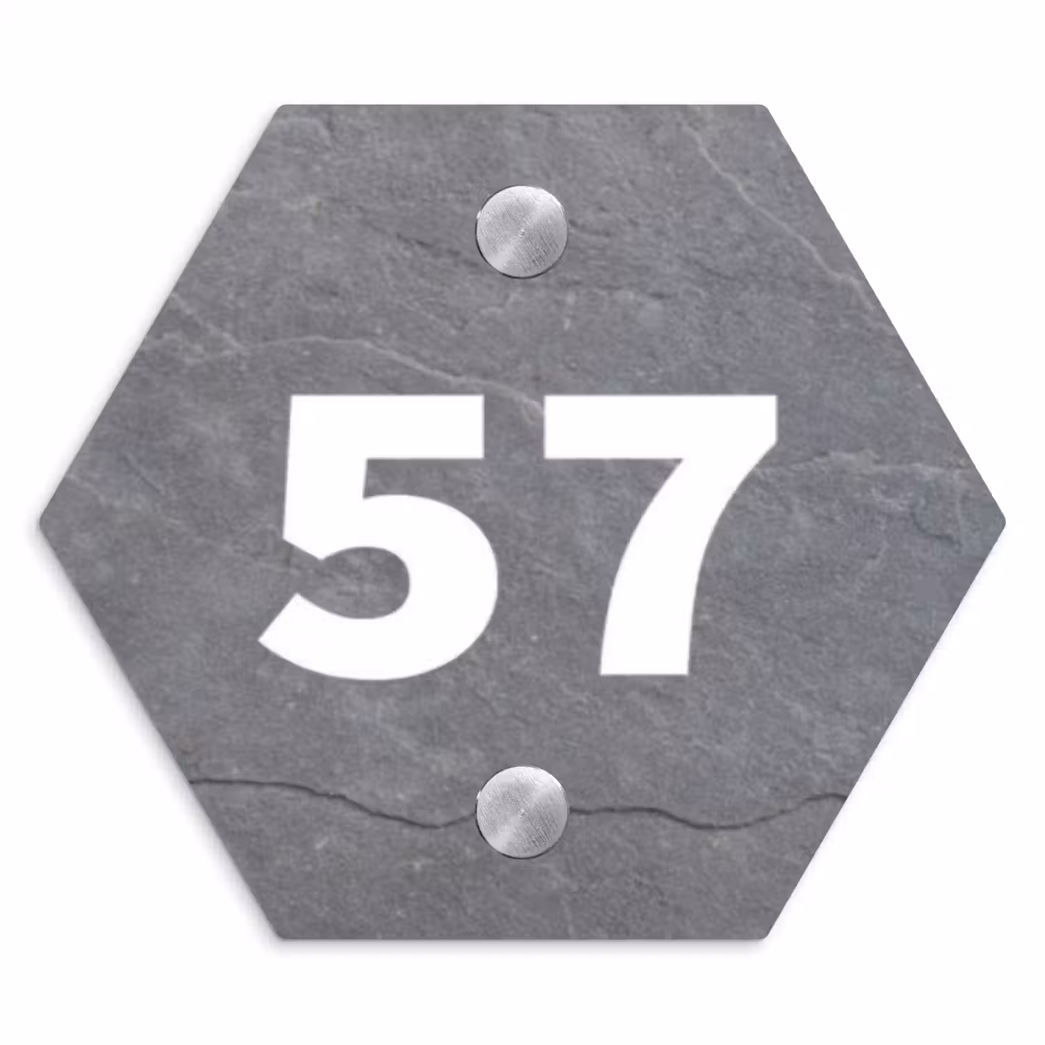 Grijze natuursteen - Traditioneel Naambord Hexagon klein -3d