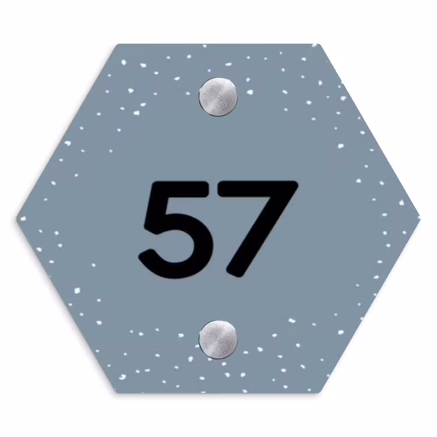 Grijsgroen met stippen - Traditioneel Naambord Hexagon klein -3d