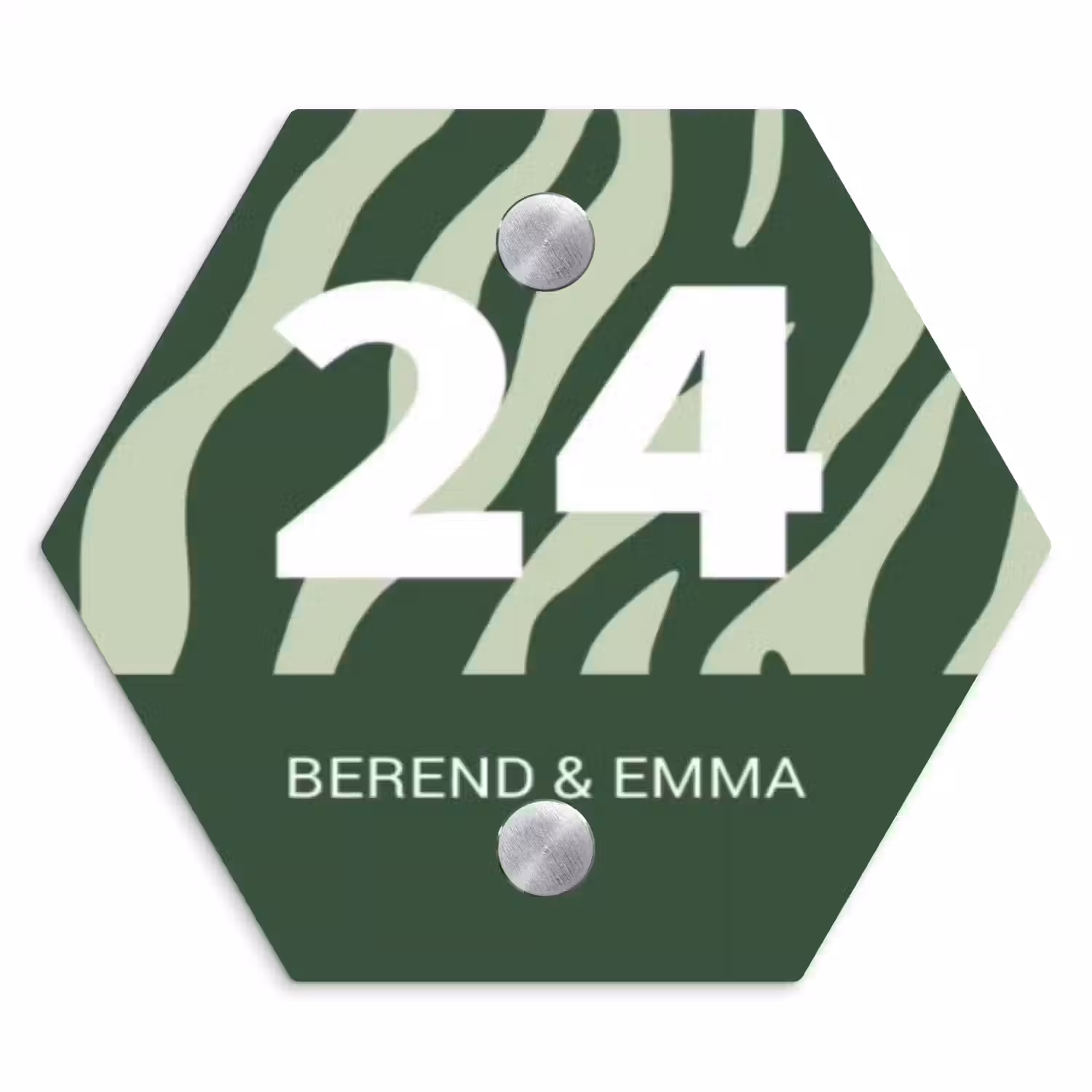 Groen zebra - Klassiek Naambord Hexagon klein -3d