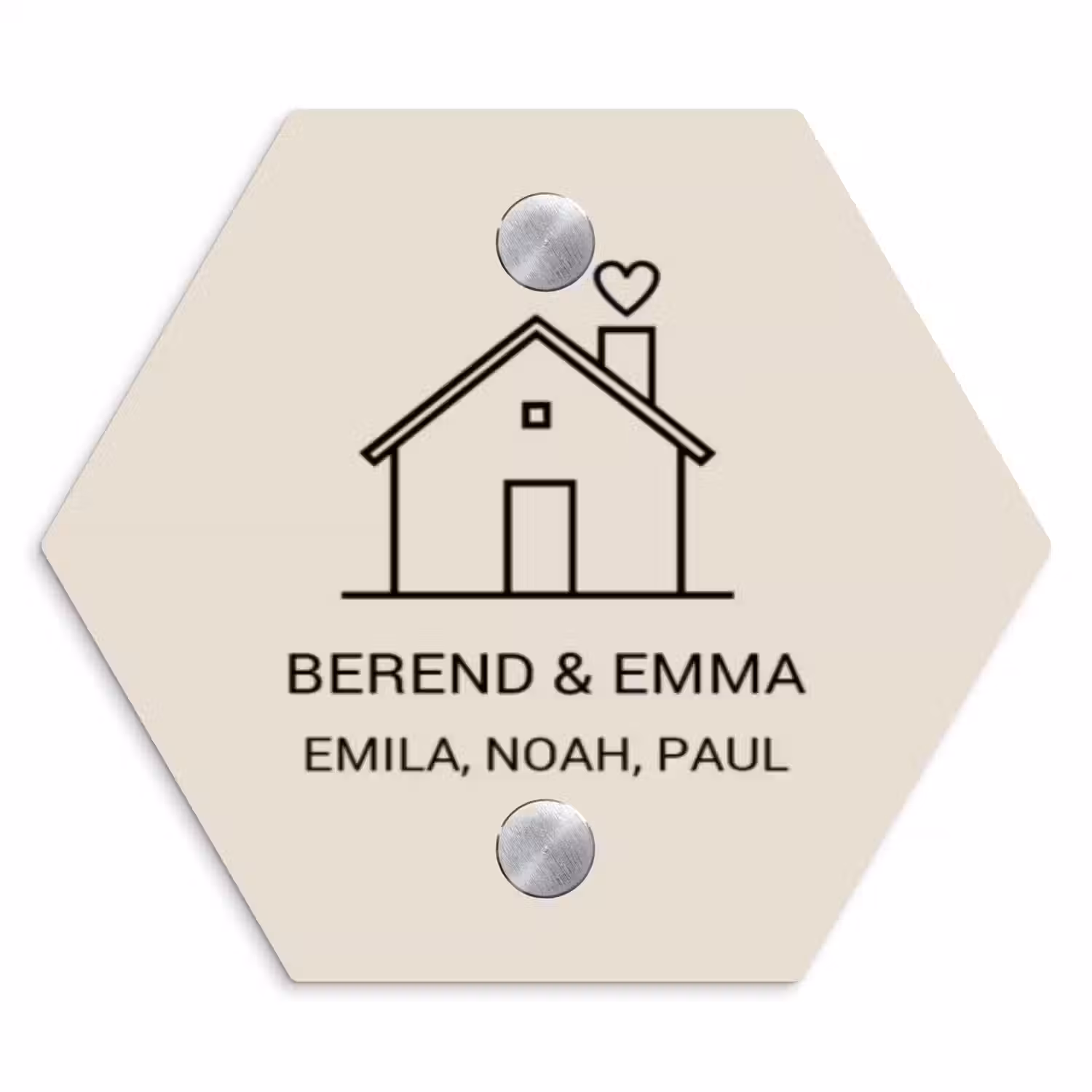 Huis illustratie - Klassiek Naambord Hexagon klein -3d