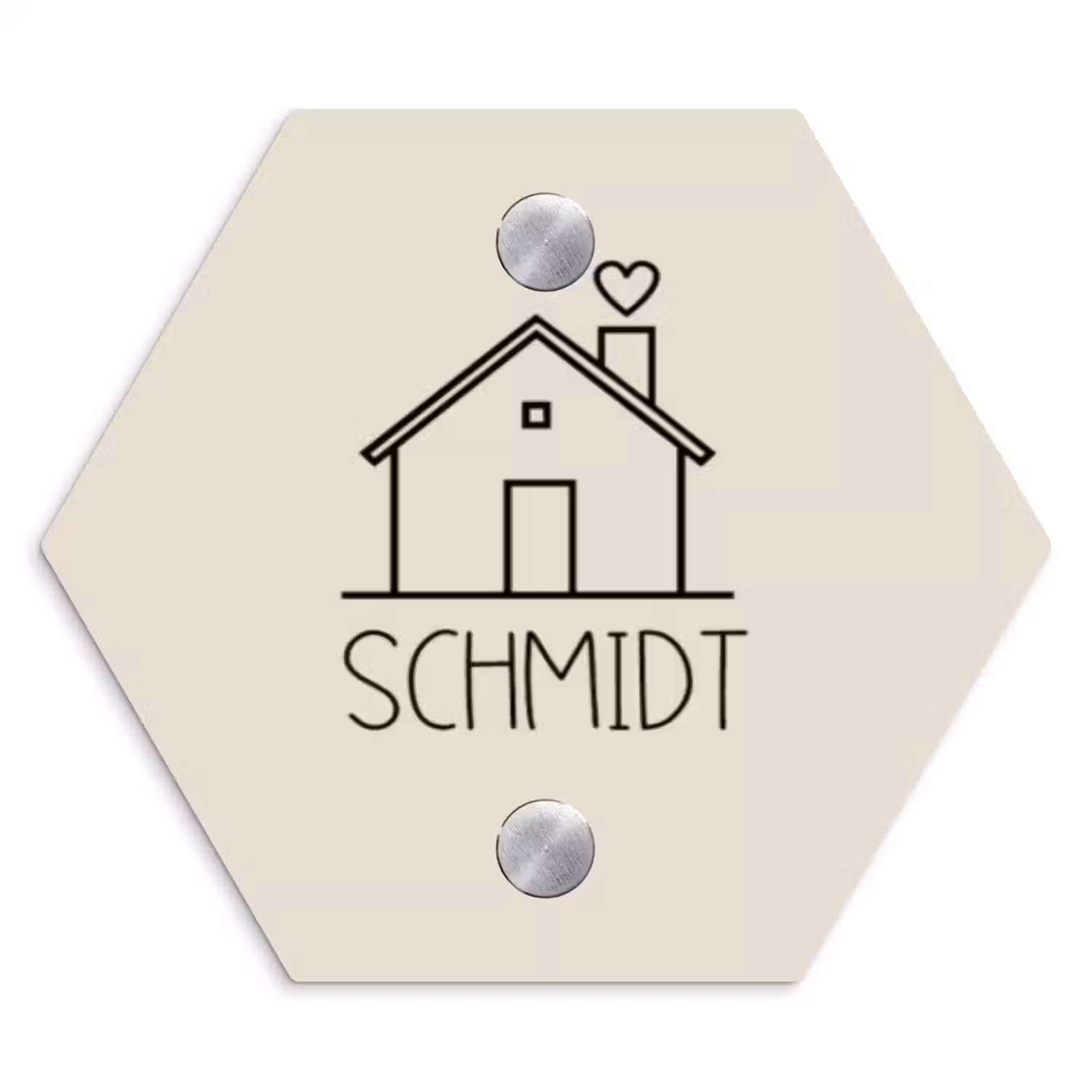 Huis illustratie - Modern Naambord Hexagon klein -3d