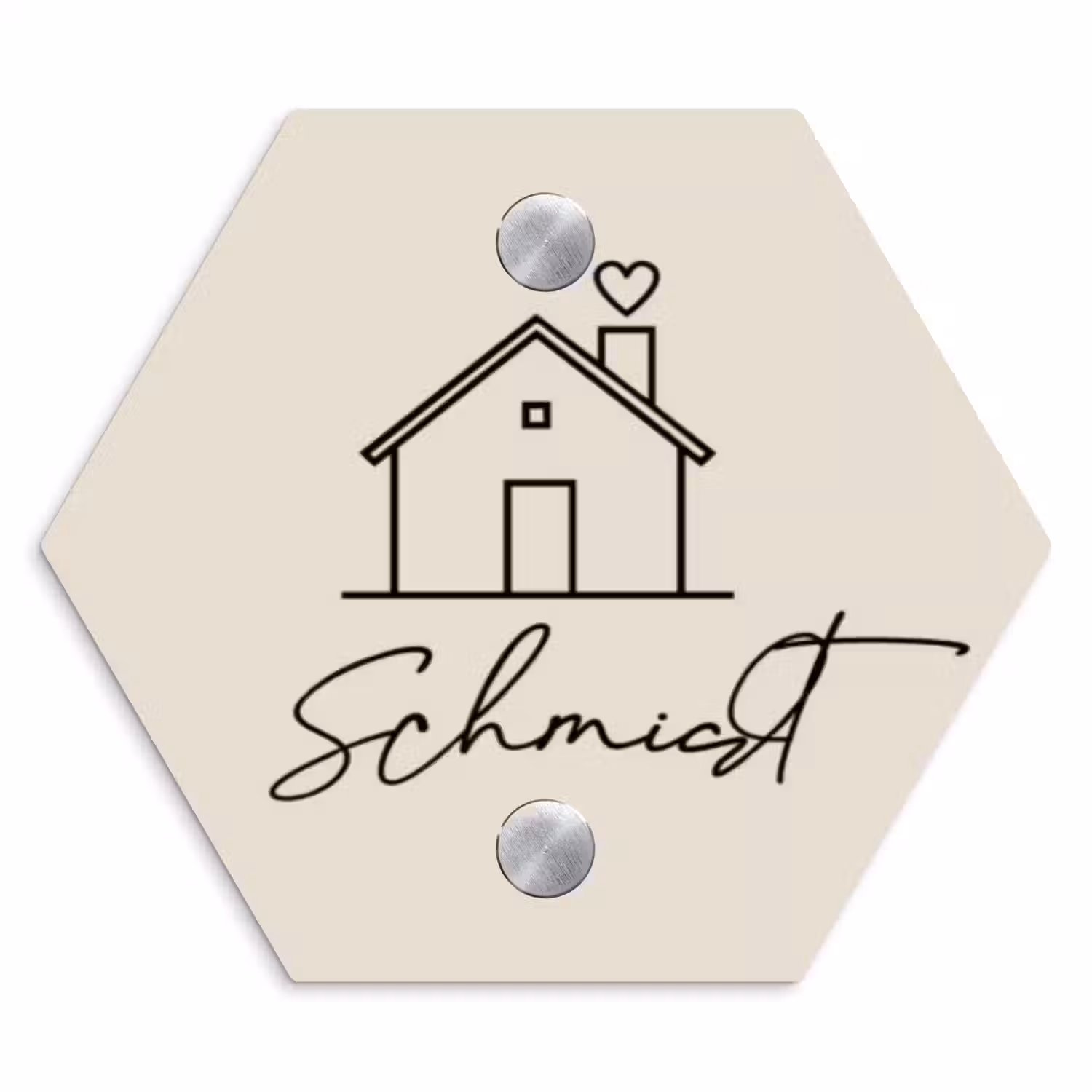 Huis illustratie - Sierlijk Naambord Hexagon klein -3d