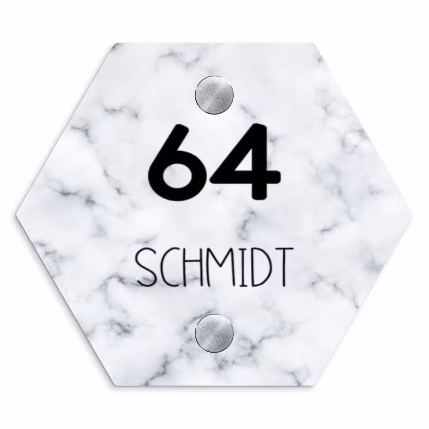 Lichtblauw marmer - Modern Naambord Hexagon klein -3d