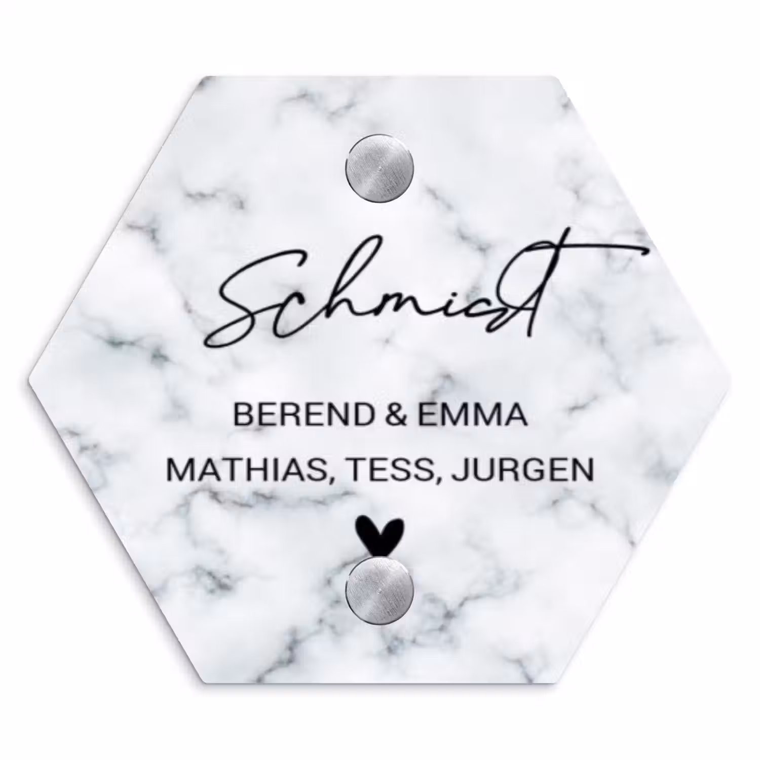 Lichtblauw marmer - Sierlijk Naambord Hexagon klein -3d