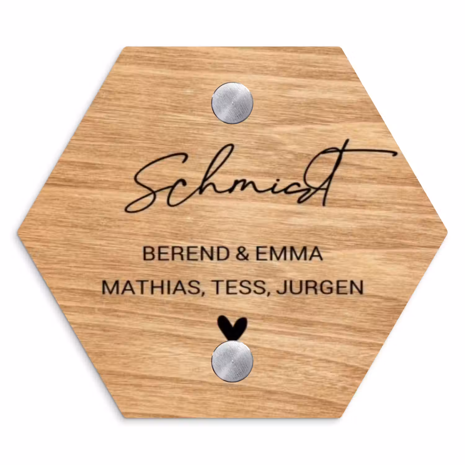 Licht hout - Sierlijk Naambord Hexagon klein -3d