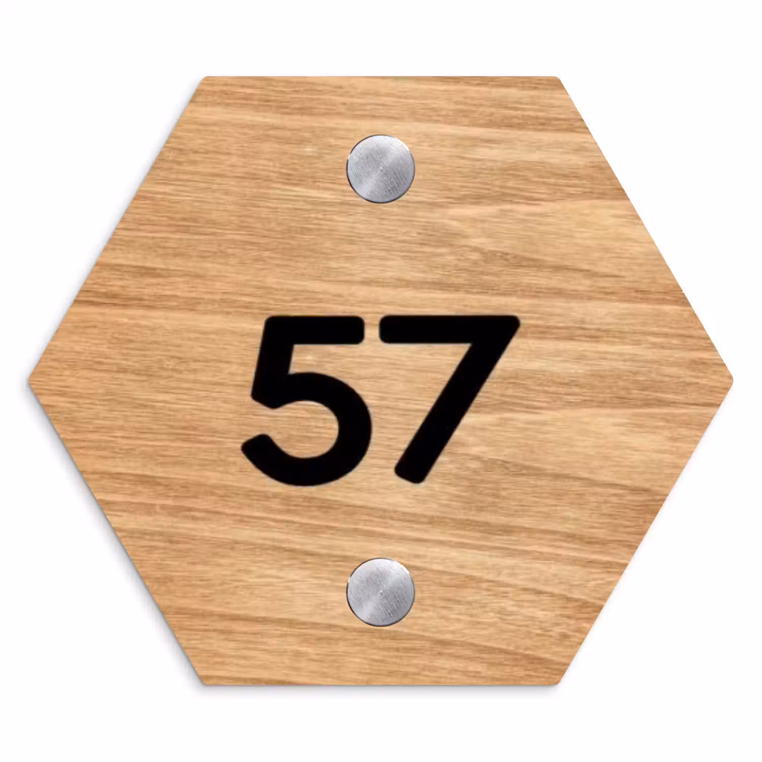 Licht hout - Traditioneel Naambord Hexagon klein -3d