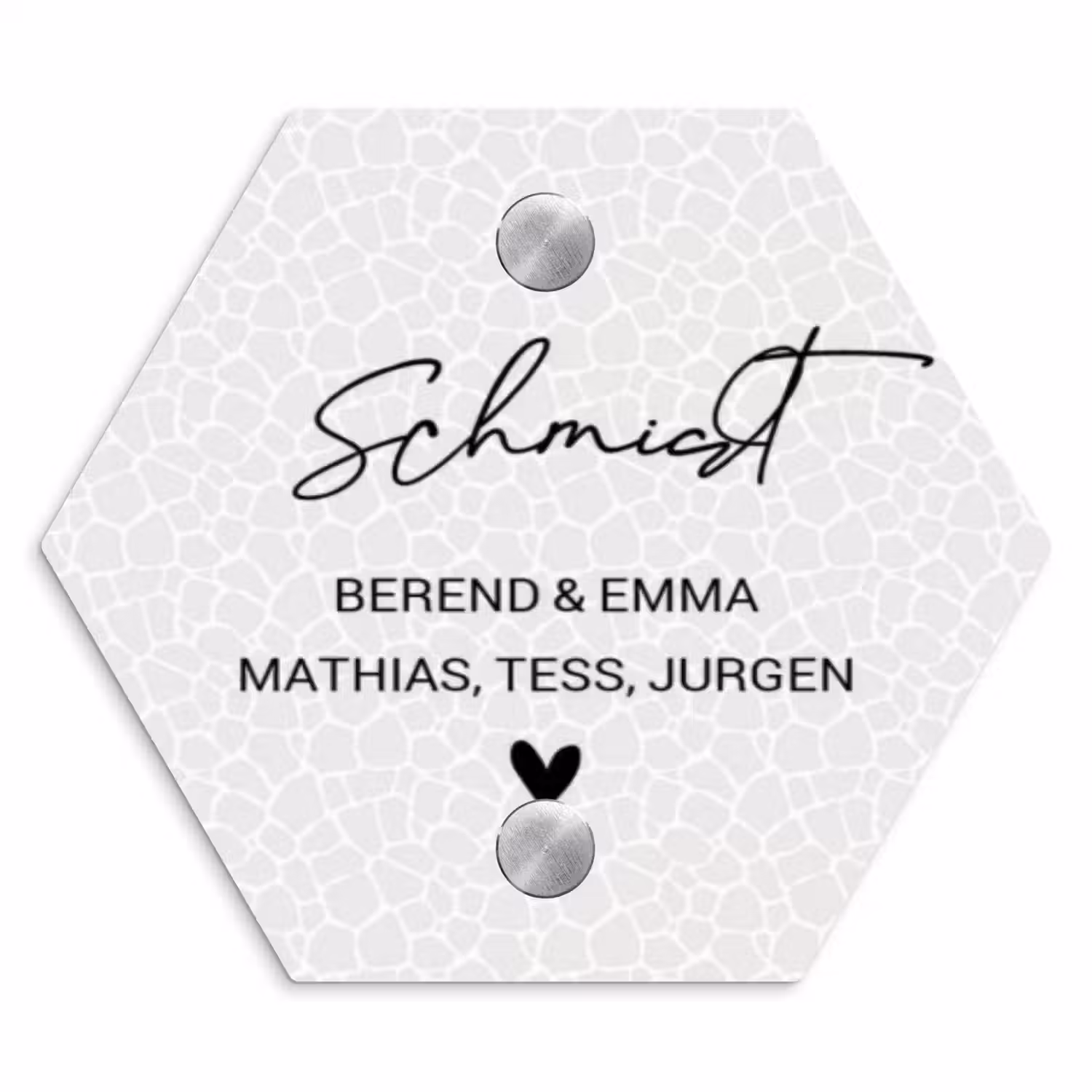 Lichte mozaïek - Sierlijk Naambord Hexagon klein -3d