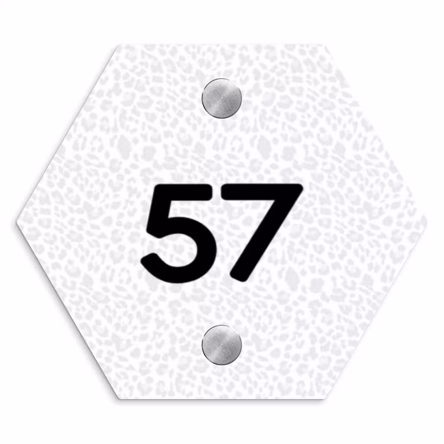 Lichtgrijs luipaard - Traditioneel Naambord Hexagon klein -3d