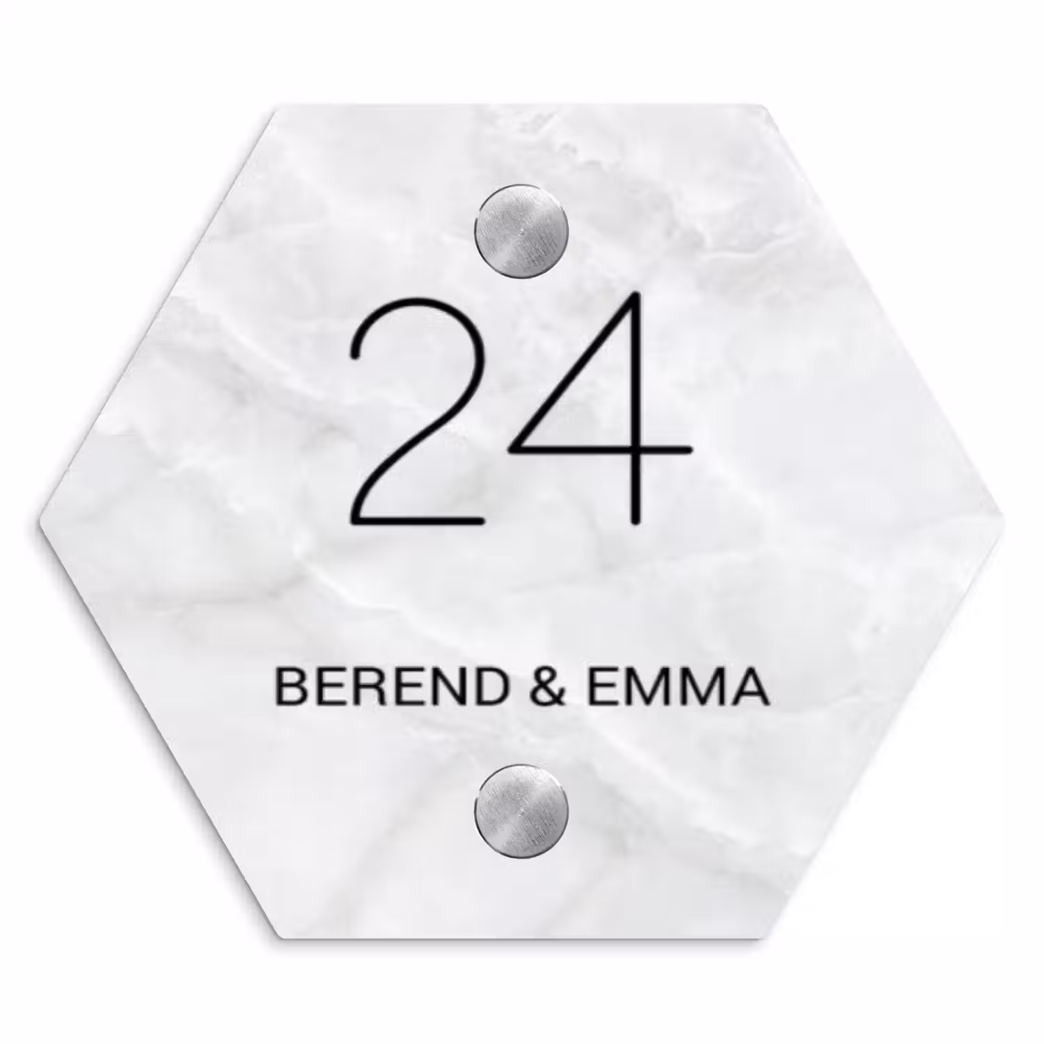 Lichtgrijs marmer - Klassiek Naambord Hexagon klein -3d