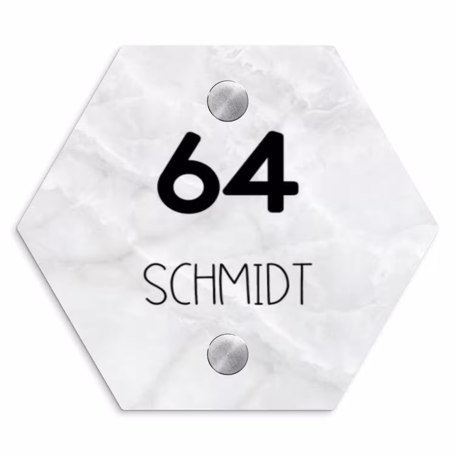 Lichtgrijs marmer - Modern Naambord Hexagon klein -3d