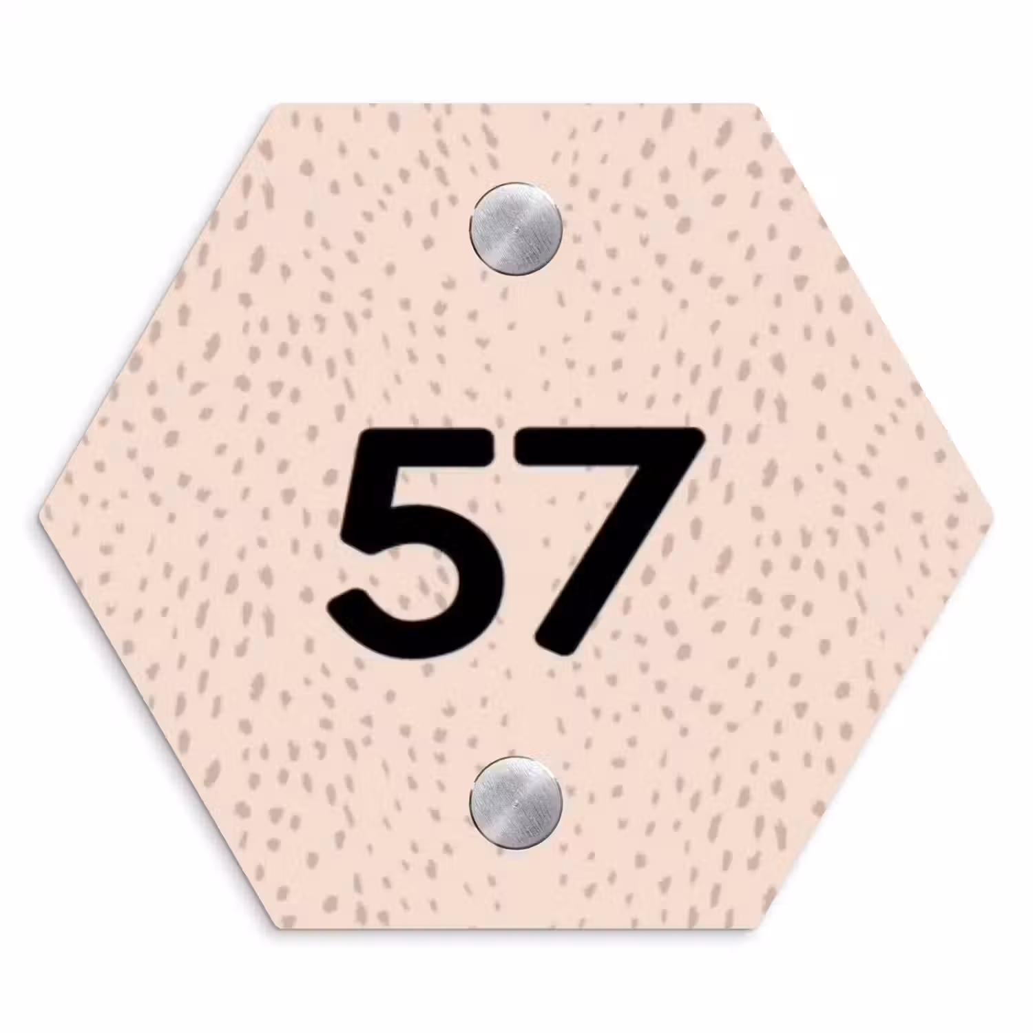 Lichtroze met stippen - Traditioneel Naambord Hexagon klein -3d