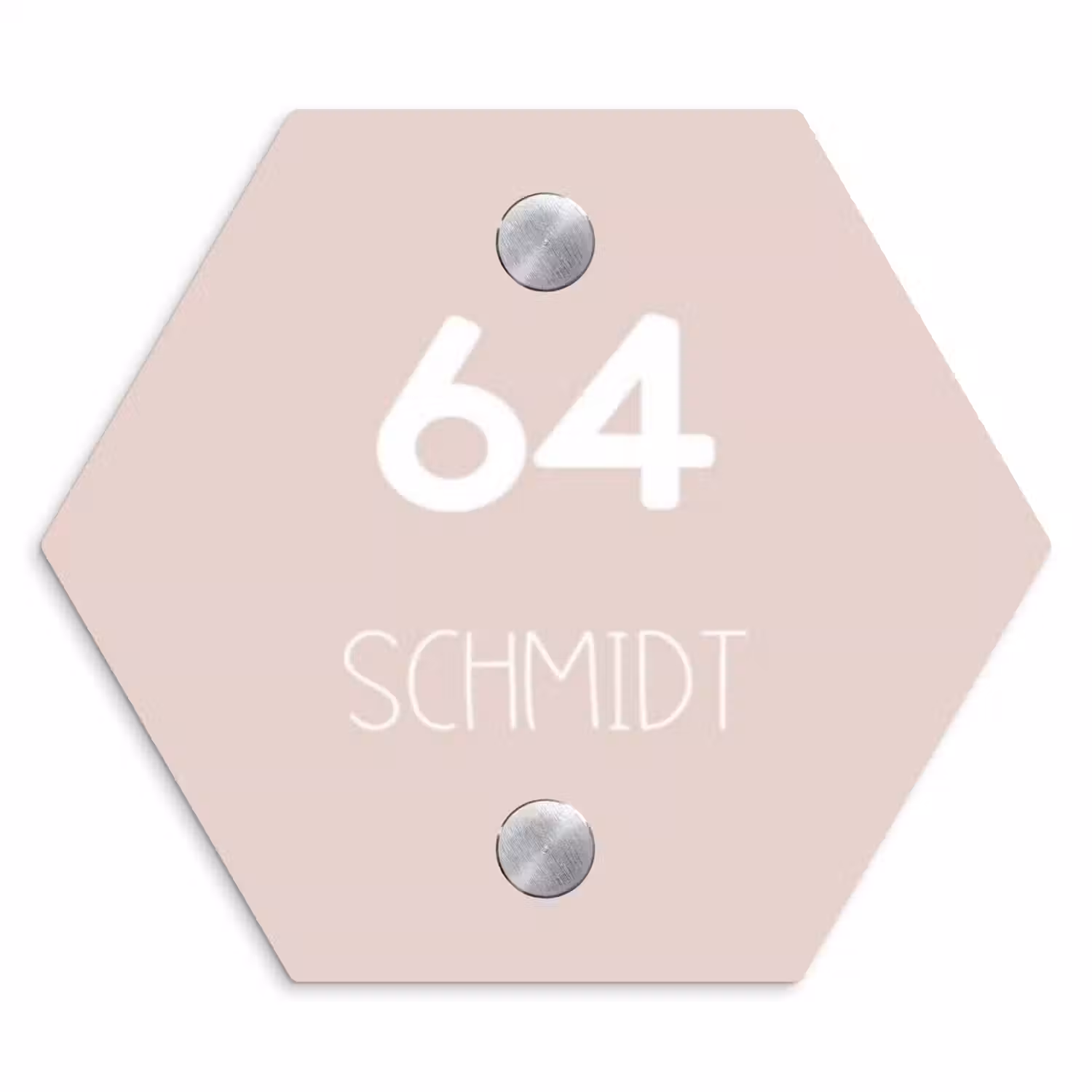 Lichtroze - Modern Naambord Hexagon klein -3d