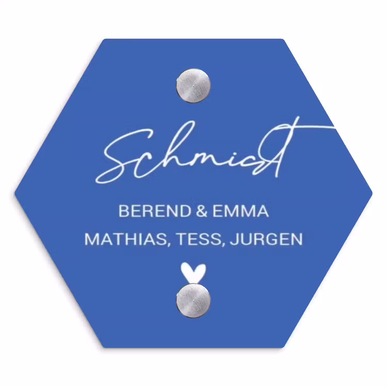 Kobaltblauw - Sierlijk Naambord Hexagon klein -3d