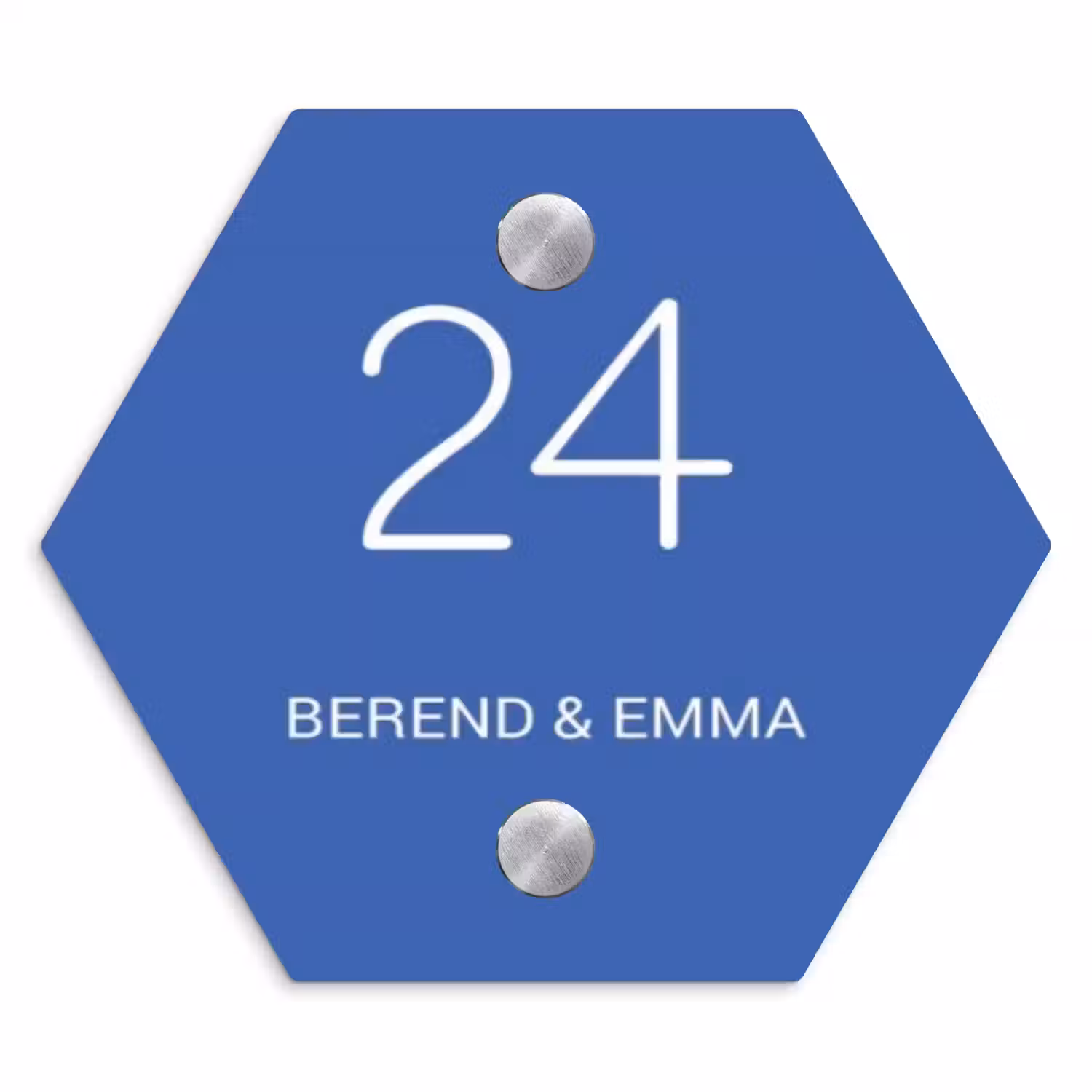 Kobaltblauw - Klassiek Naambord Hexagon klein -3d
