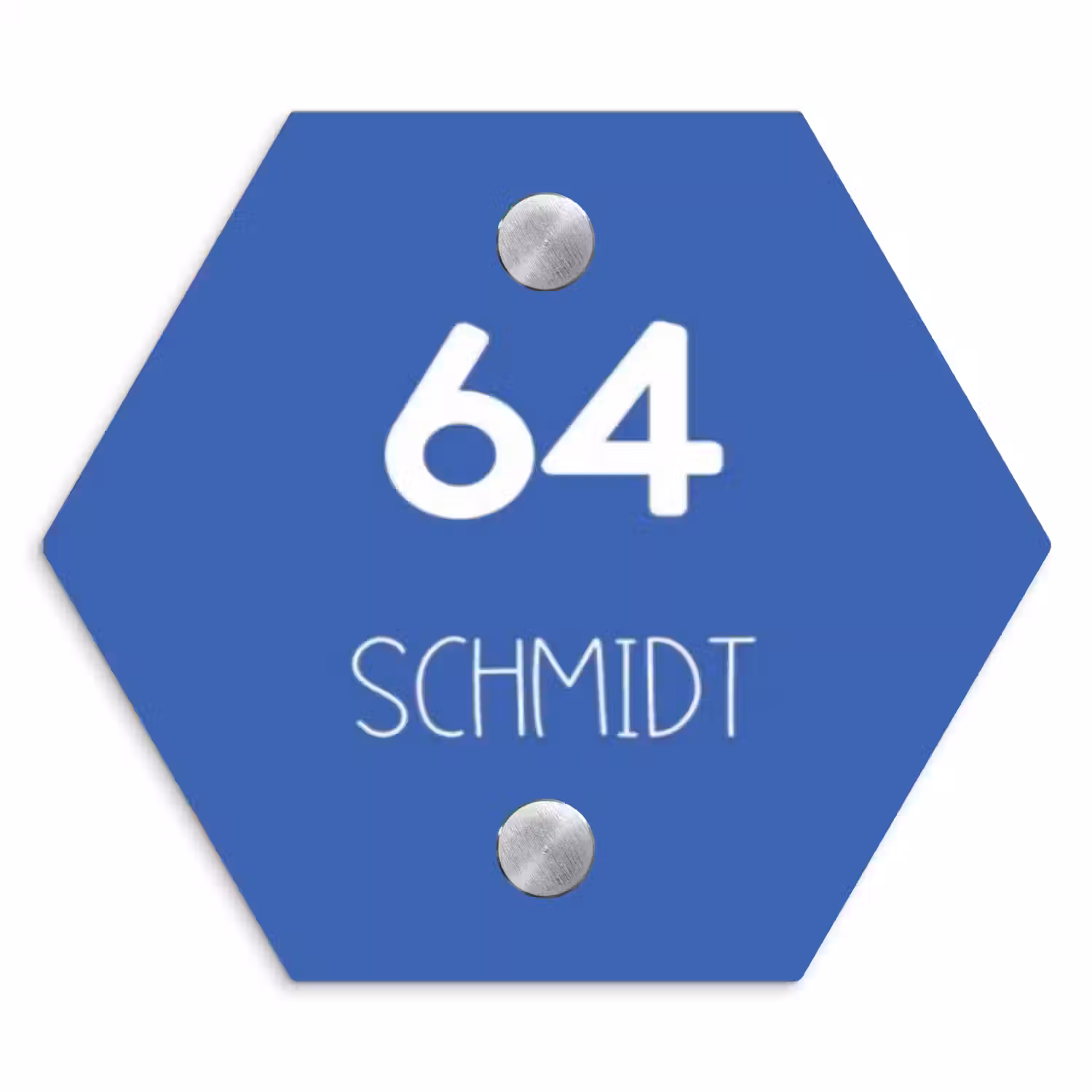 Kobaltblauw - Modern Naambord Hexagon klein -3d