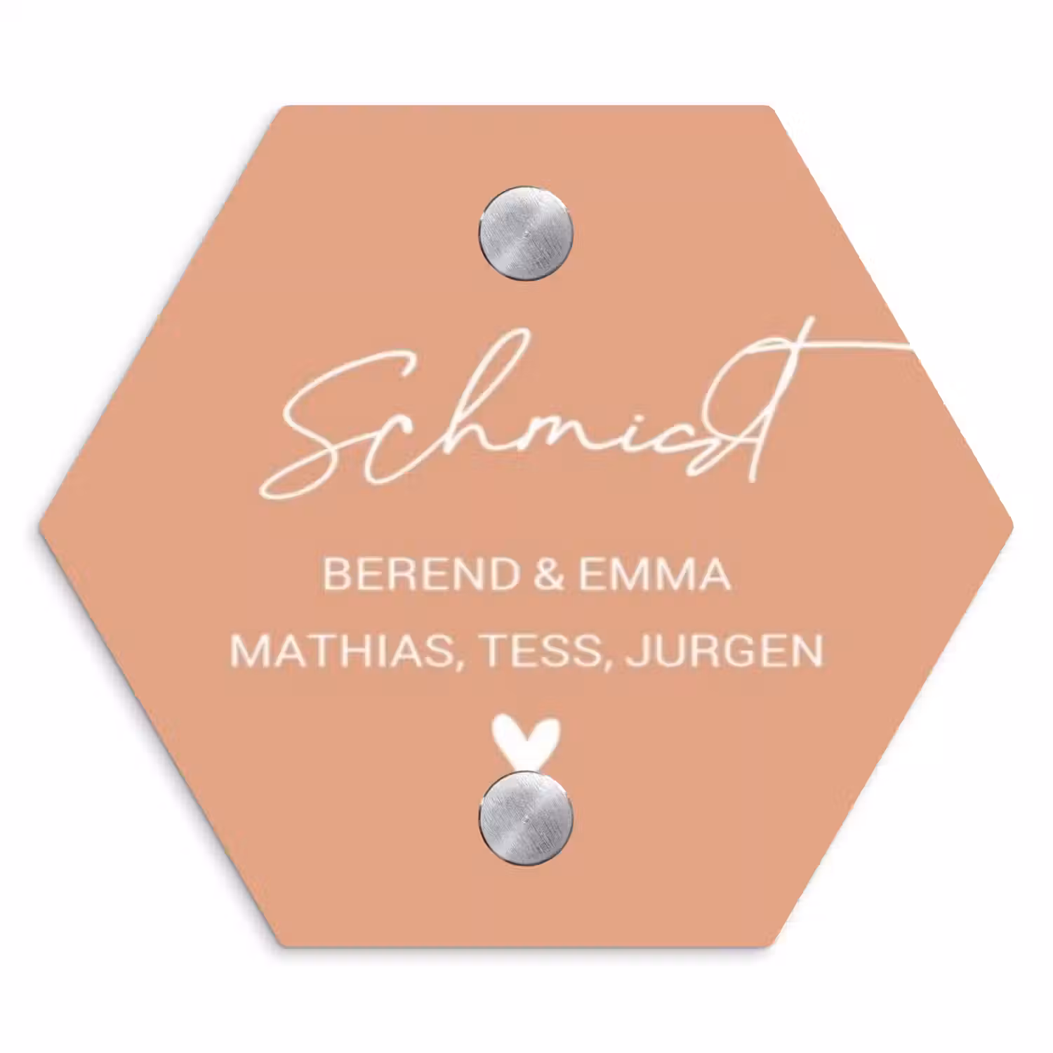 Zalmroze - Sierlijk Naambord Hexagon klein -3d