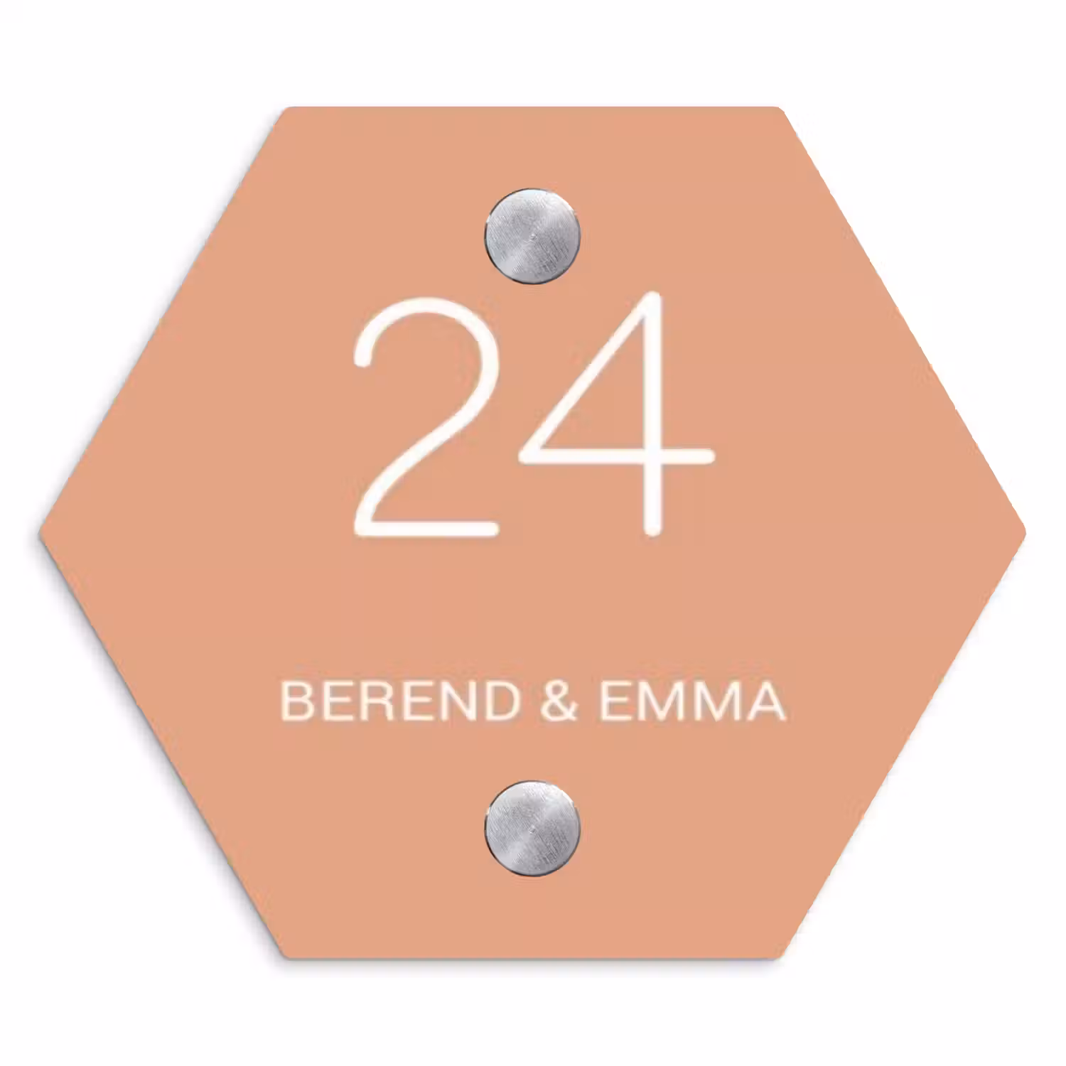 Zalmroze - Klassiek Naambord Hexagon klein -3d