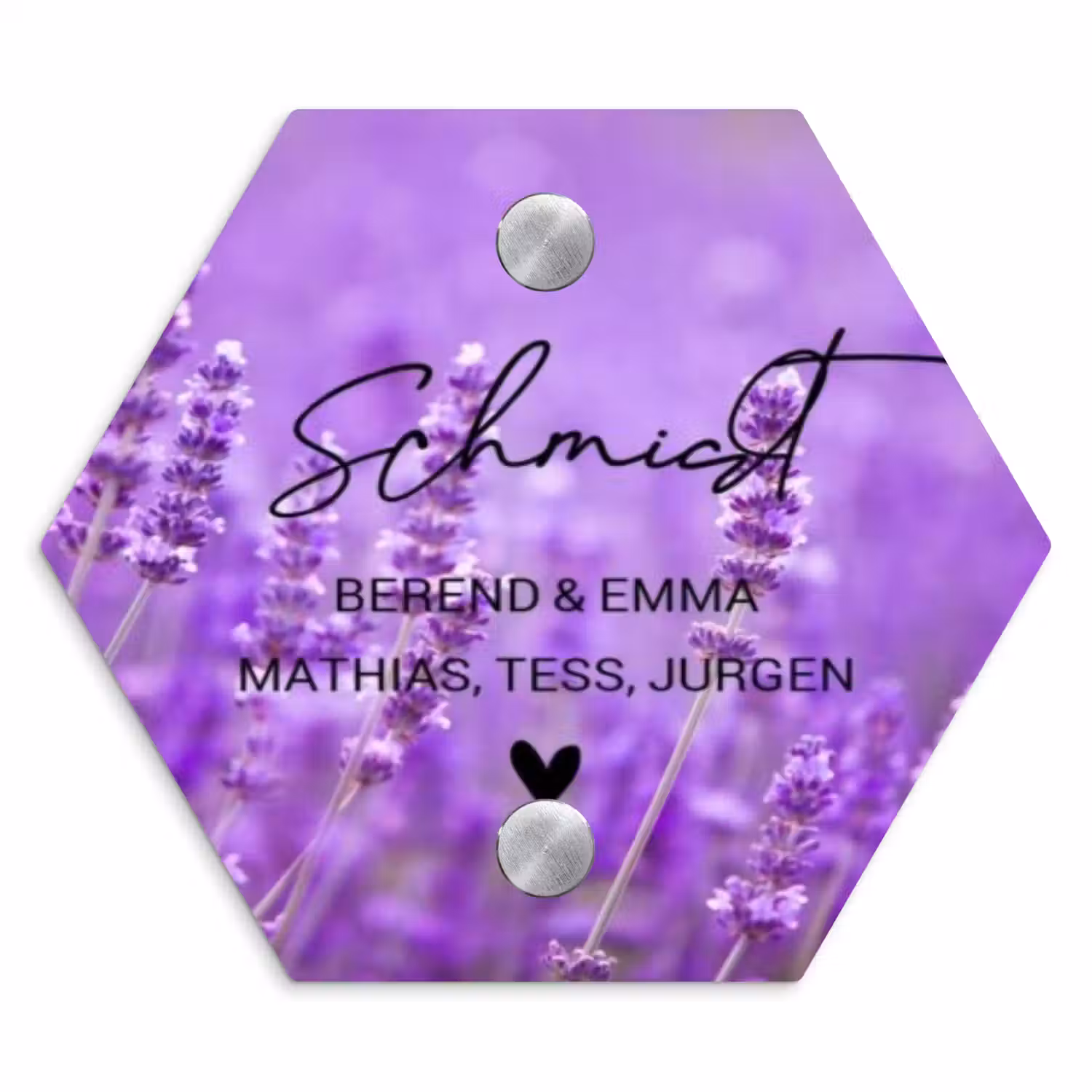 Lavendel - Sierlijk Naambord Hexagon klein -3d